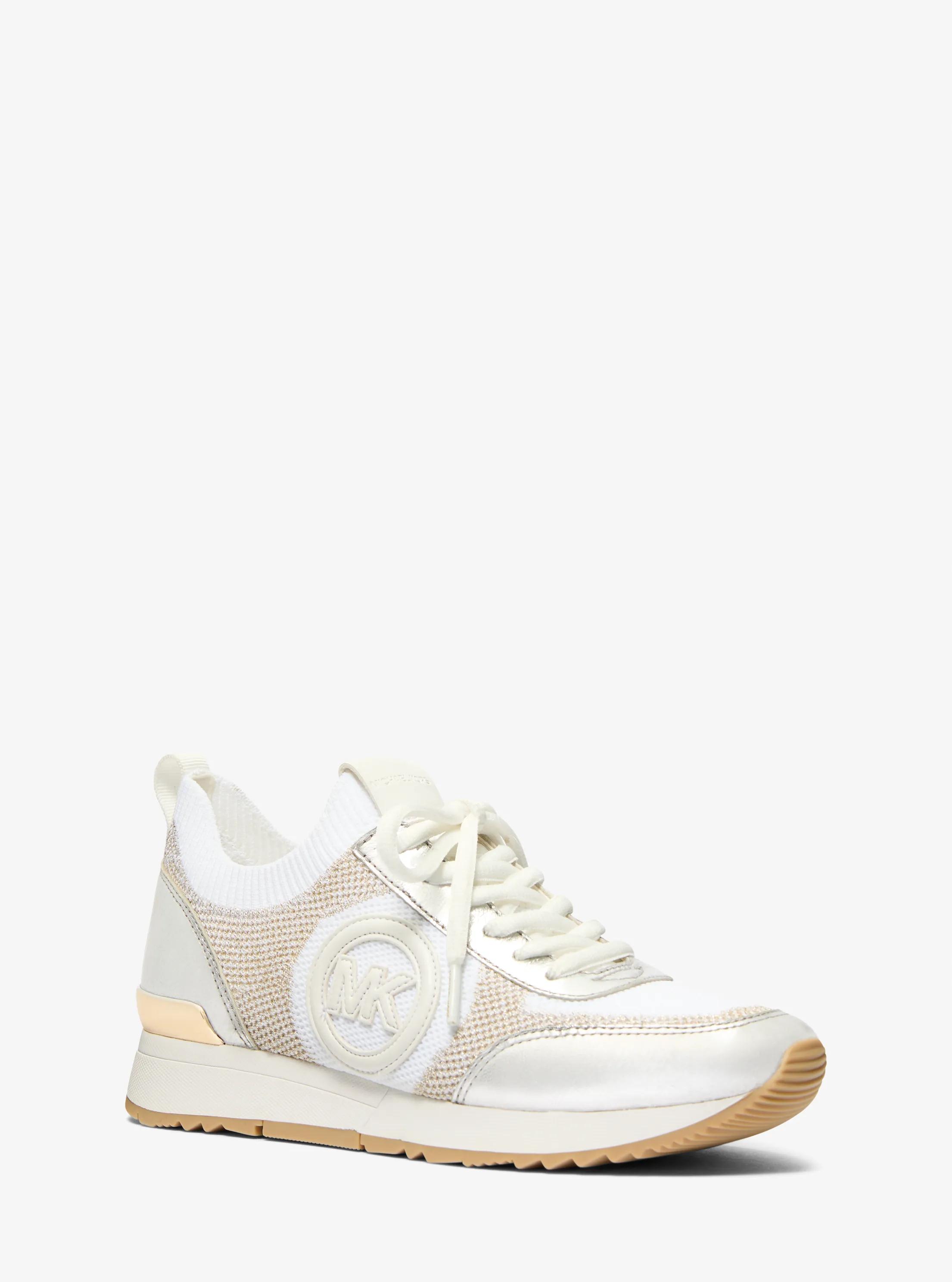 Jenkins Two-Tone Metallic Stretch Knit Trainer in PL GLD MULTI | Michael Kors
