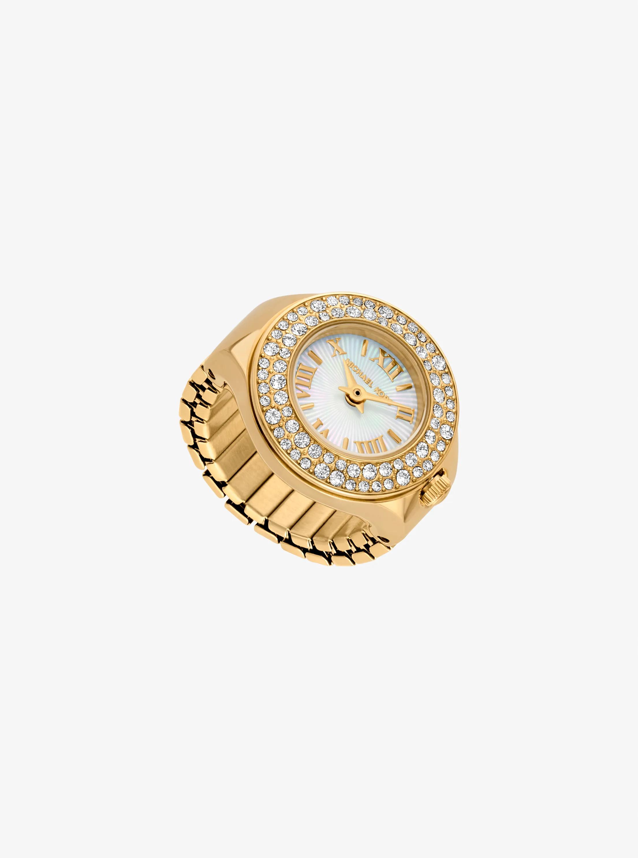 Liliane Pav&eacute; Gold-Tone Ring Watch in GOLD | Michael Kors