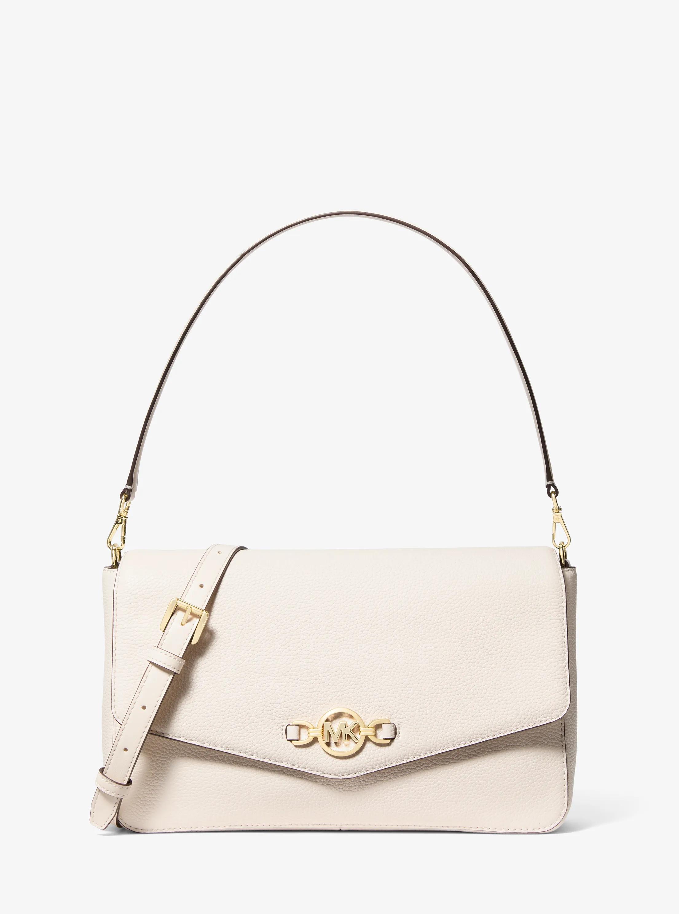 Kacey Large Pebbled Leather Convertible Shoulder Bag in LT CREAM | Michael Kors
