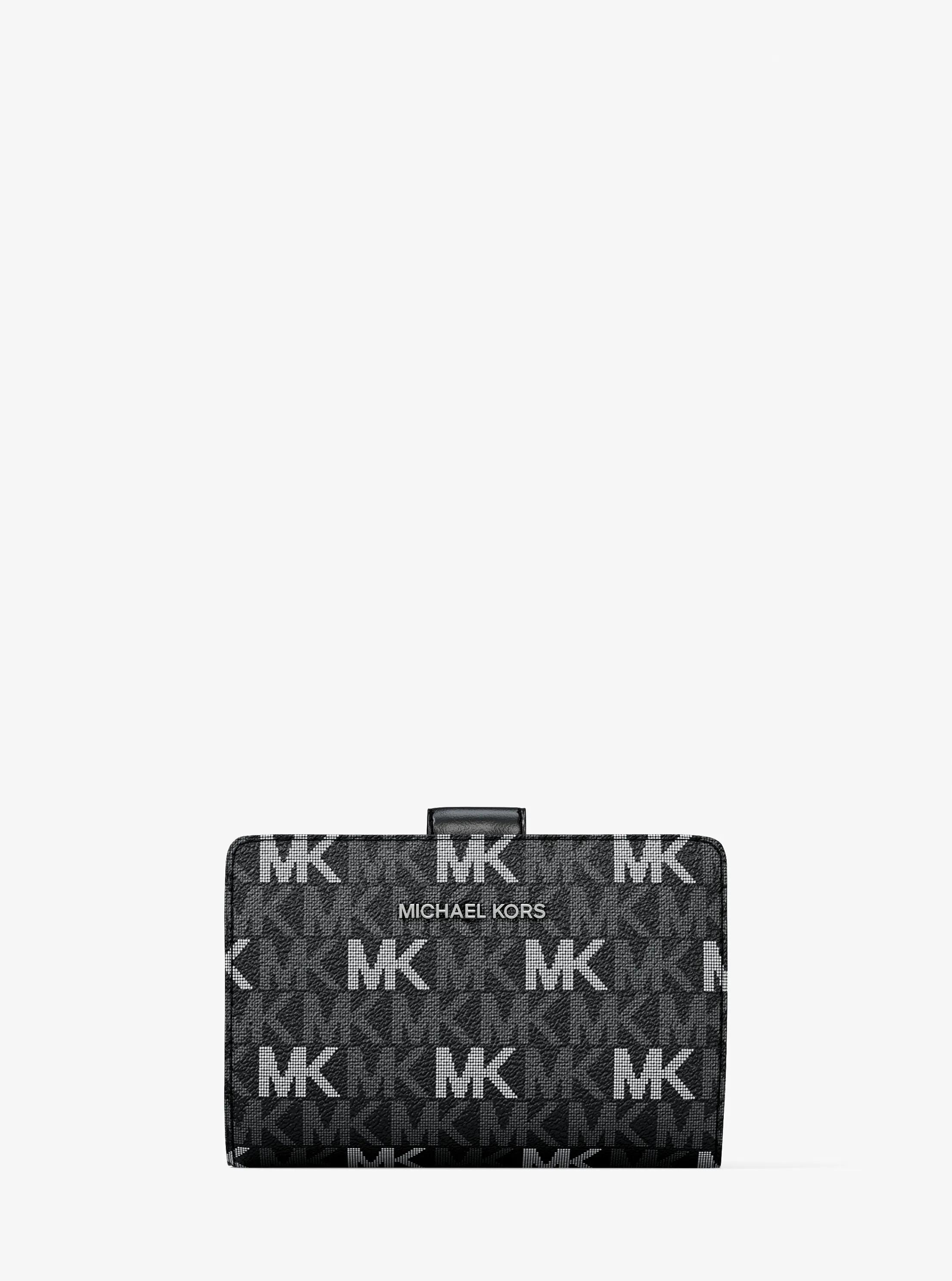 Jet Set Travel Medium Signature Logo Billfold Wallet in BLACK | Michael Kors