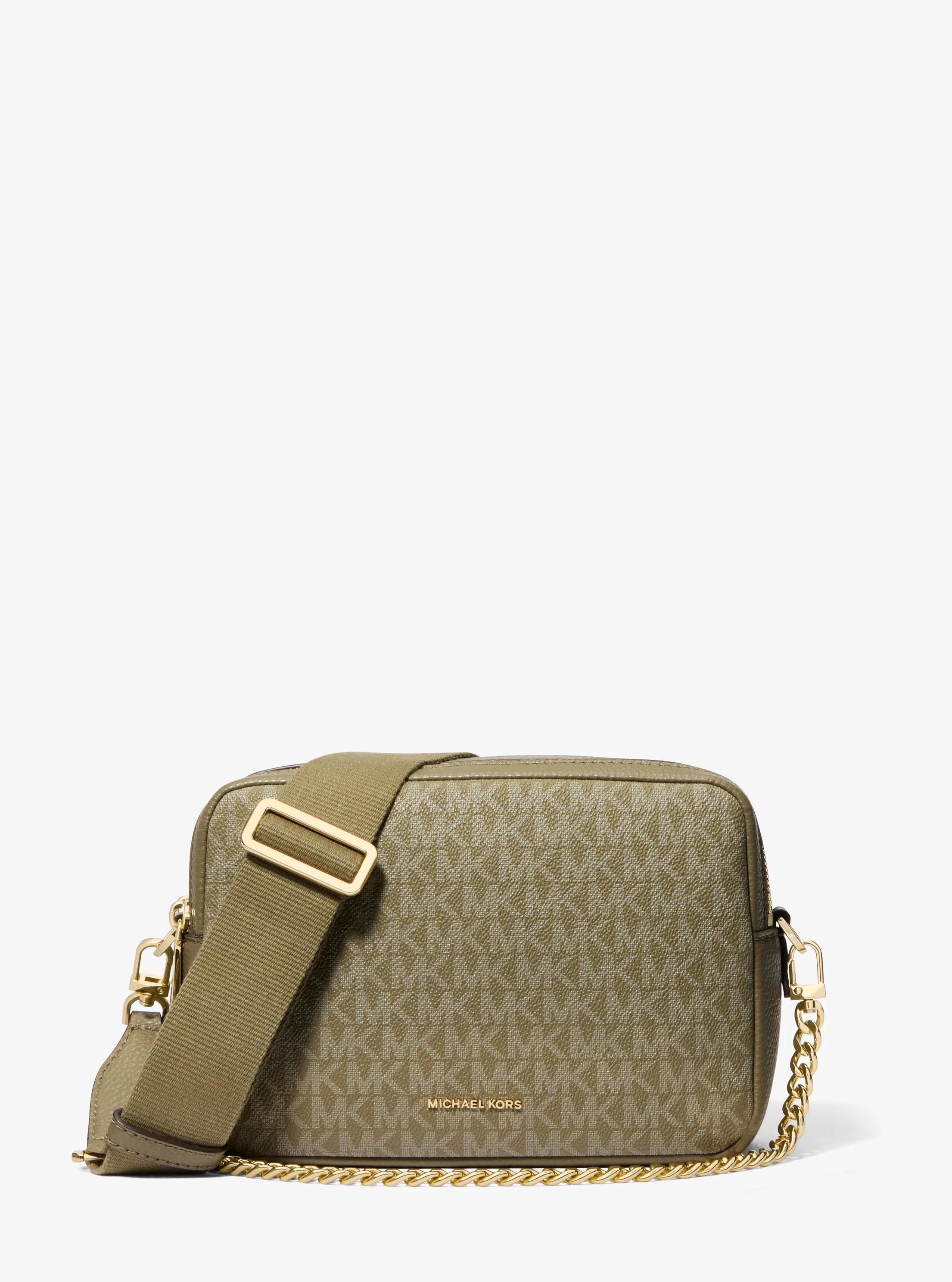 Bryant Medium Signature Logo Camera Crossbody Bag in SAFARI GREEN | Michael Kors