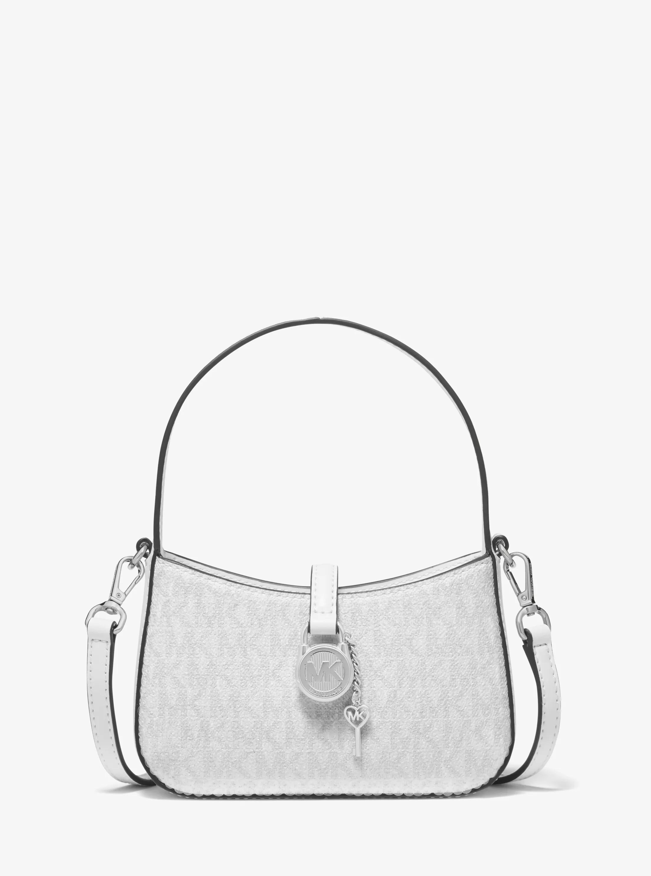 Tr&egrave;s petit sac &agrave; bandouli&egrave;re Lyra &agrave; logo Signature in BLANC OPTIQUE | Michael Kors