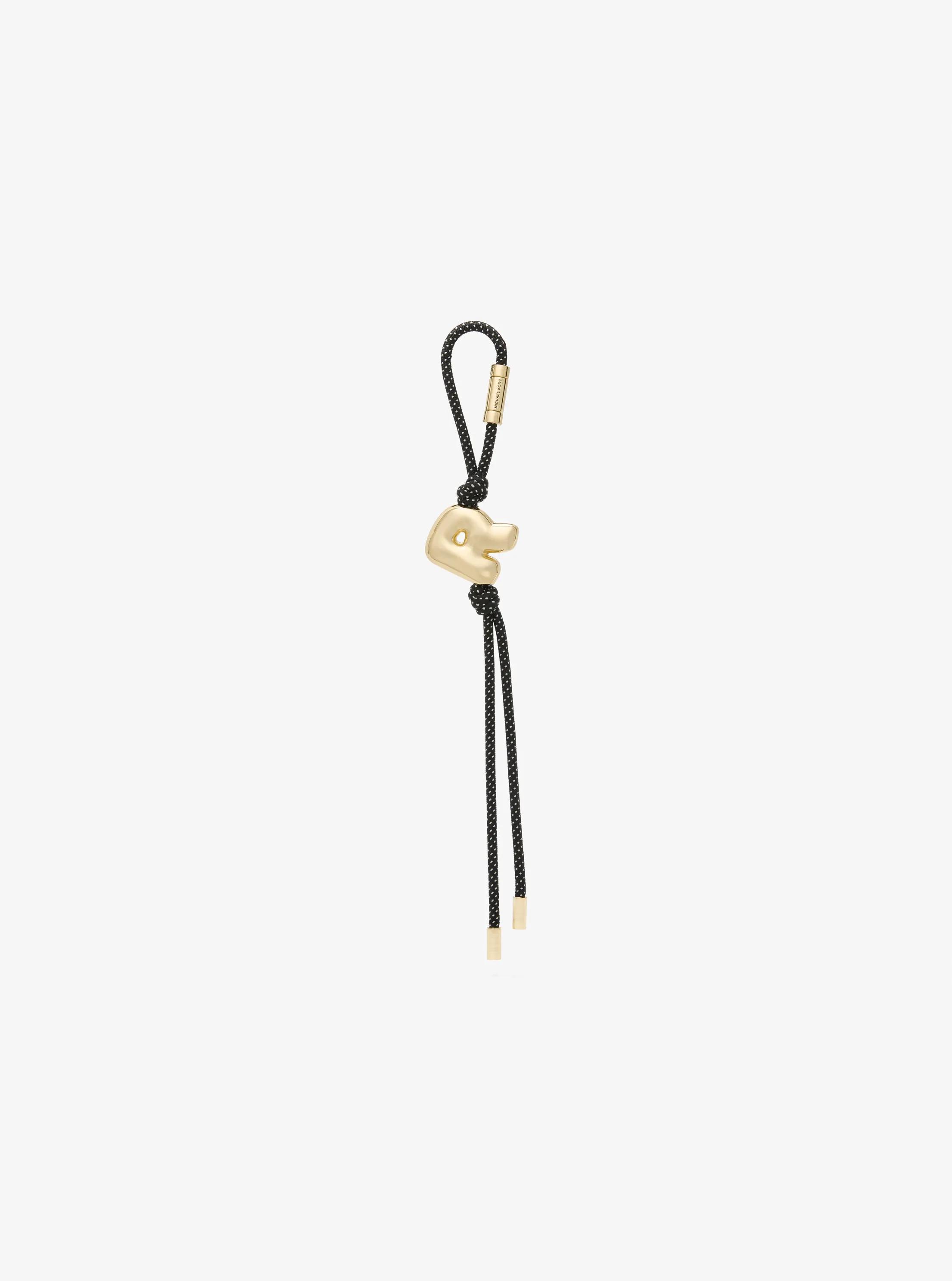 Initial Gold-Tone and Speckled Cord Bag Charm in 18K GOLD | Michael Kors