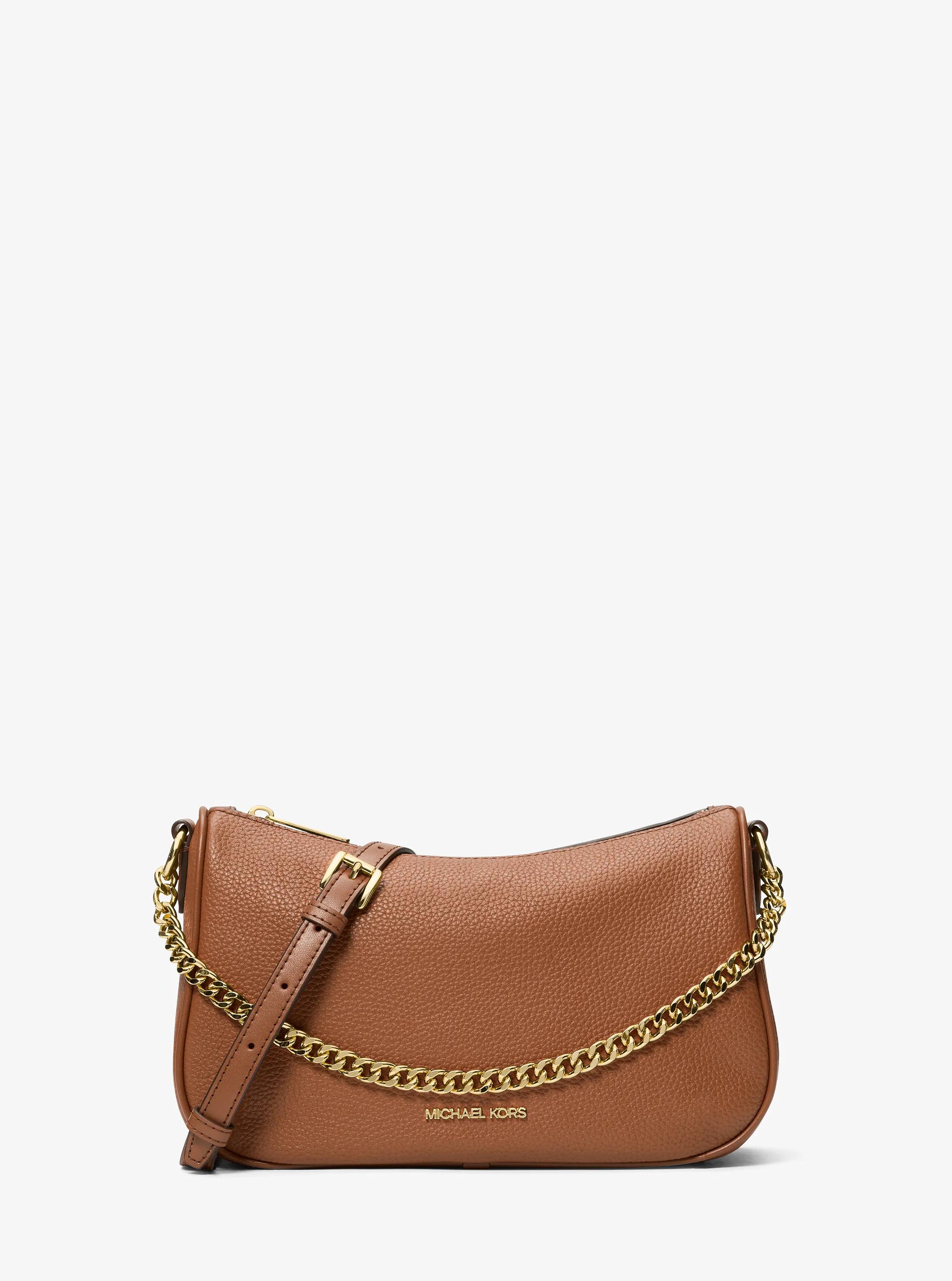 Carmela Medium Pebbled Leather Convertible Crossbody Bag in LUGGAGE | Michael Kors