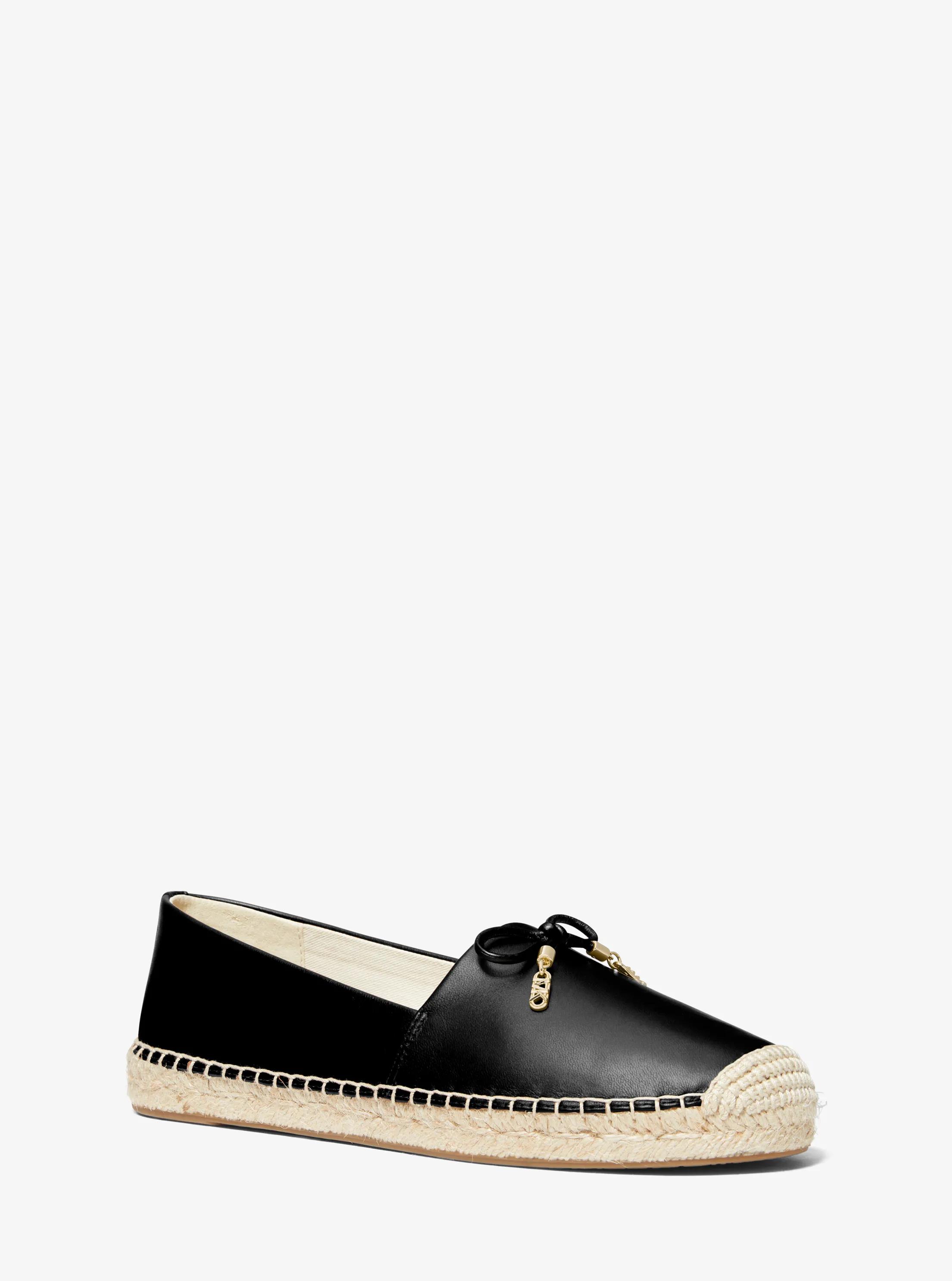 Nori Leather Slip-On Espadrille in BLACK | Michael Kors