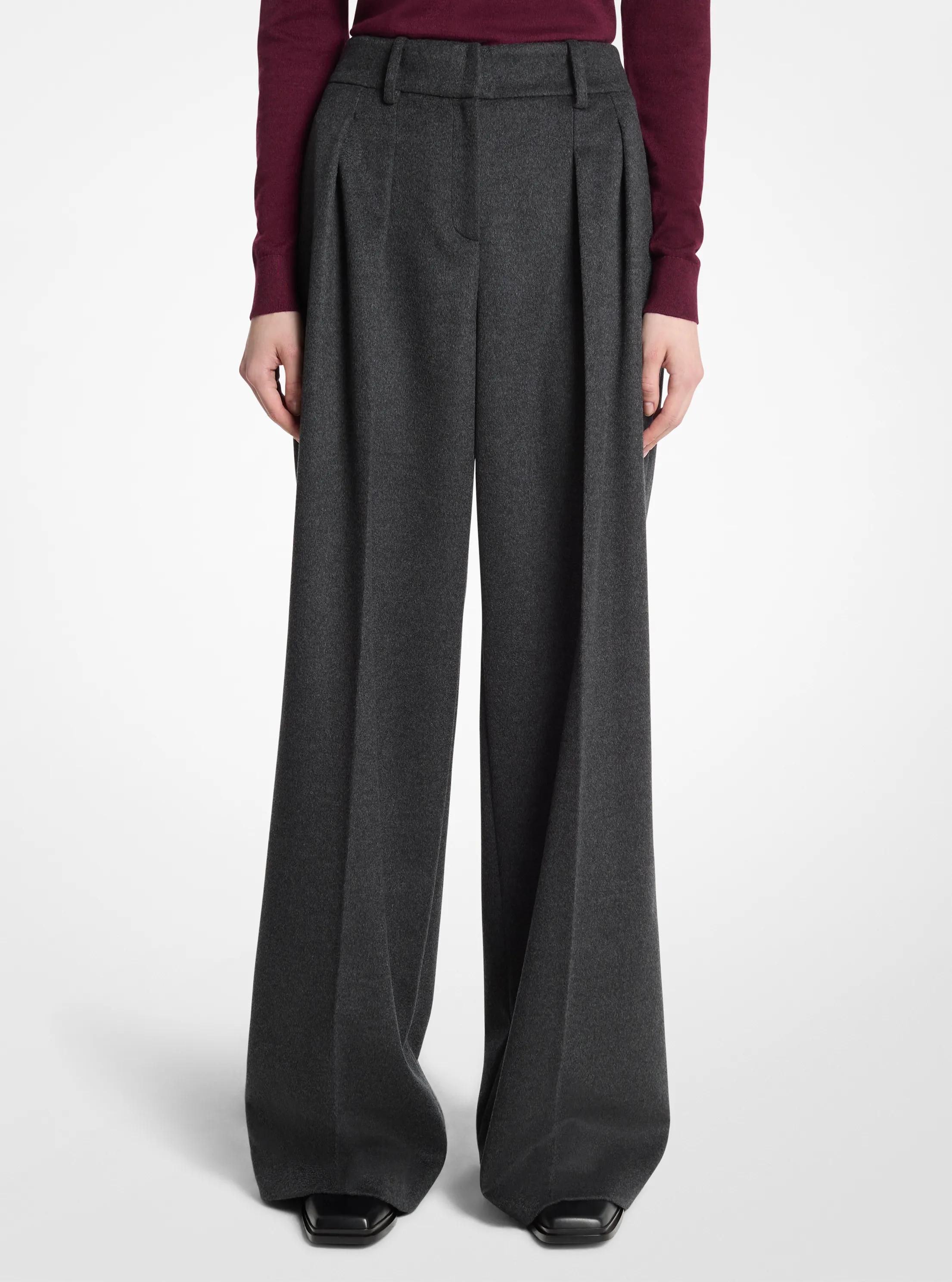 Pantal&oacute;n holgado plisado en cachemira in GRAFITO OSCURO JASPEADO | Michael Kors