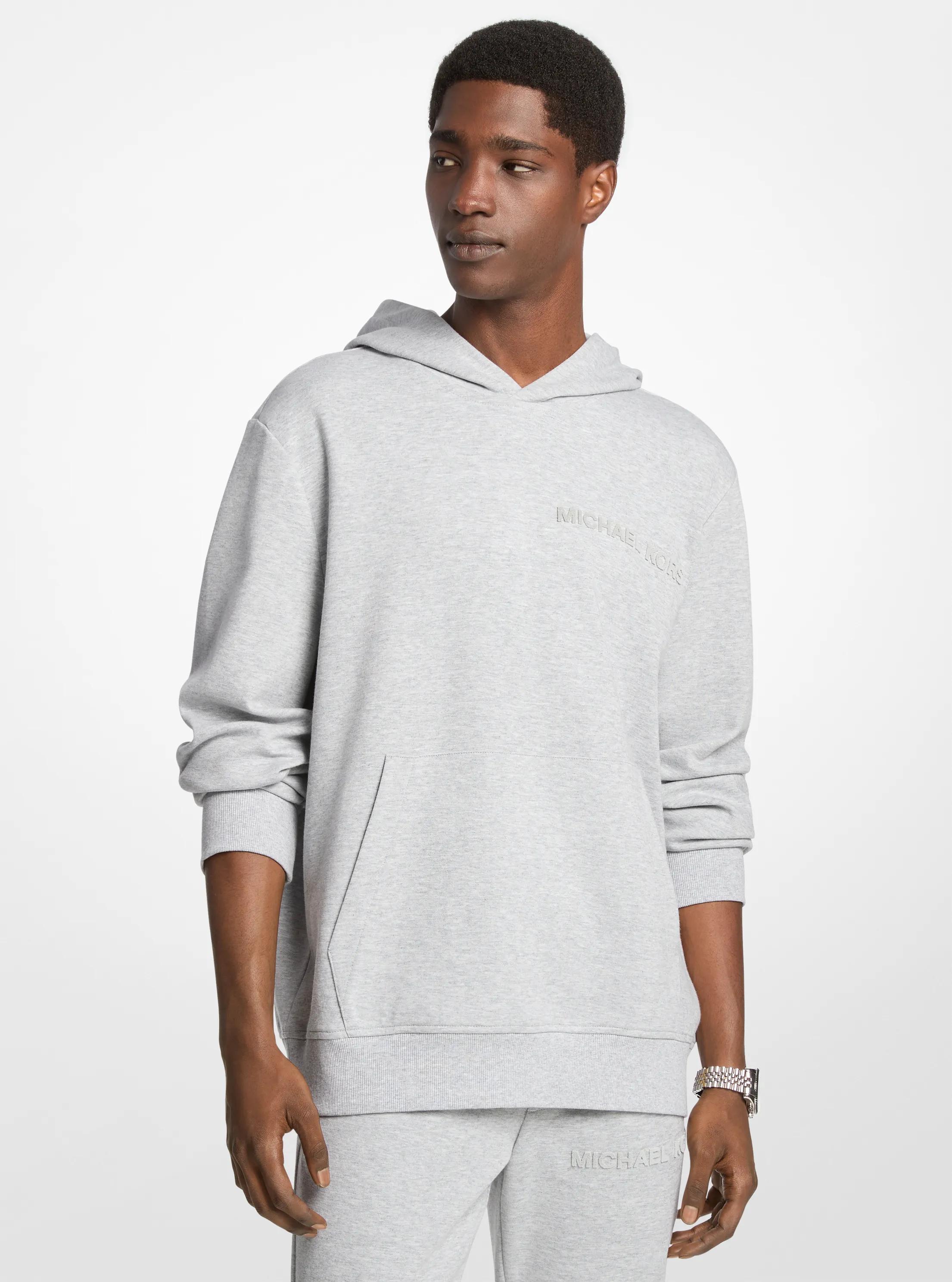 Embossed Logo Cotton Blend Hoodie in HEATHER GREY | Michael Kors