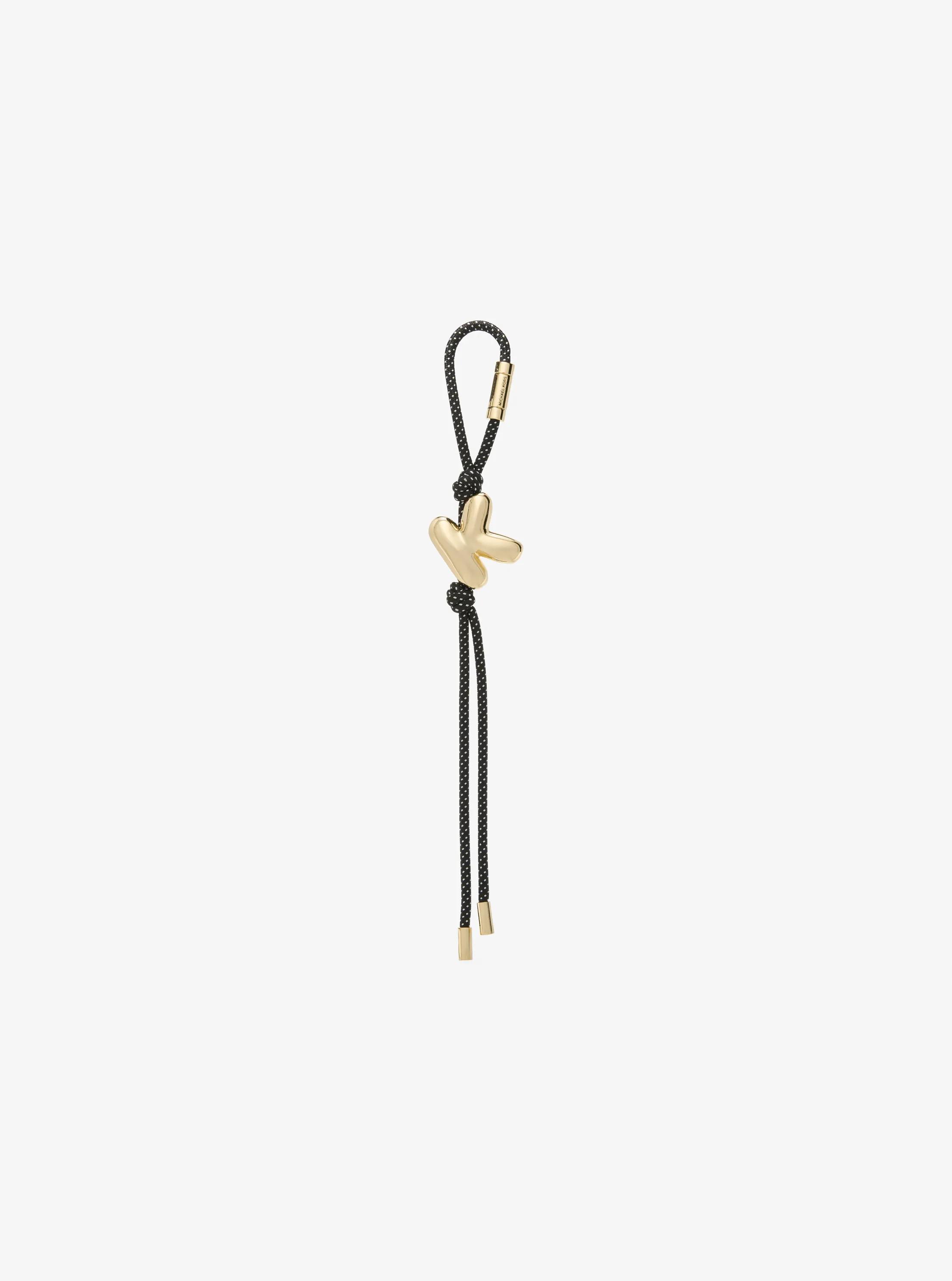 Initial Gold-Tone and Speckled Cord Bag Charm in 18K GOLD | Michael Kors