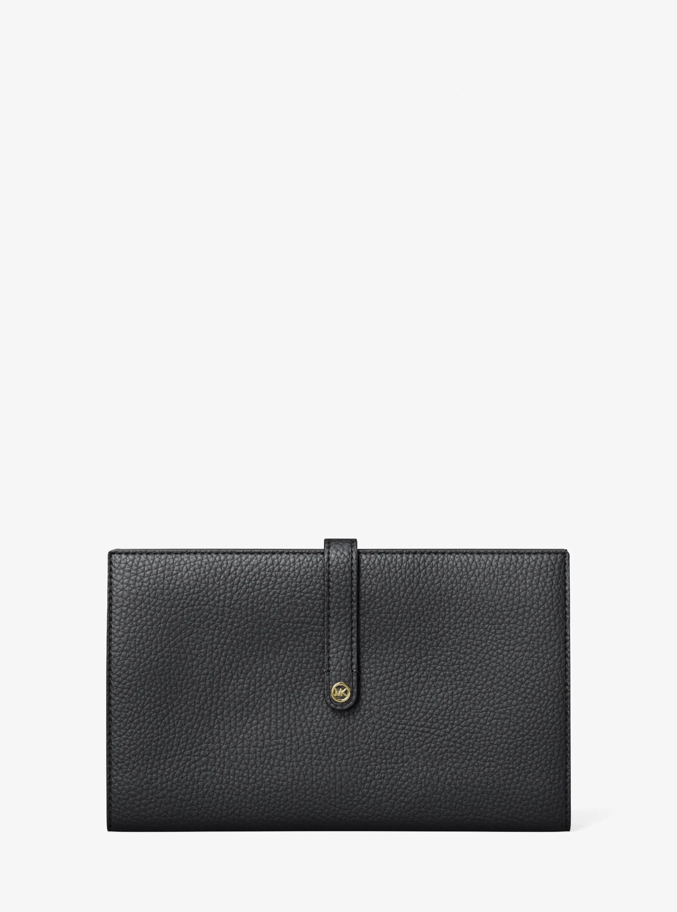 Jet Set Travel Small Pebbled Leather Wallet in BLACK | Michael Kors
