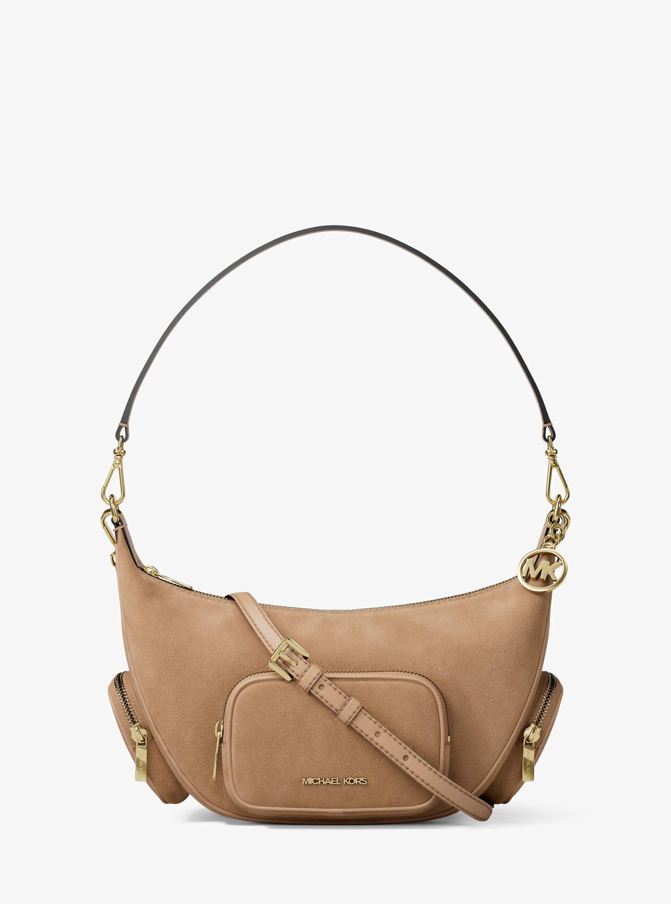 Merritt Medium Suede Convertible Shoulder Bag in CAMEL | Michael Kors