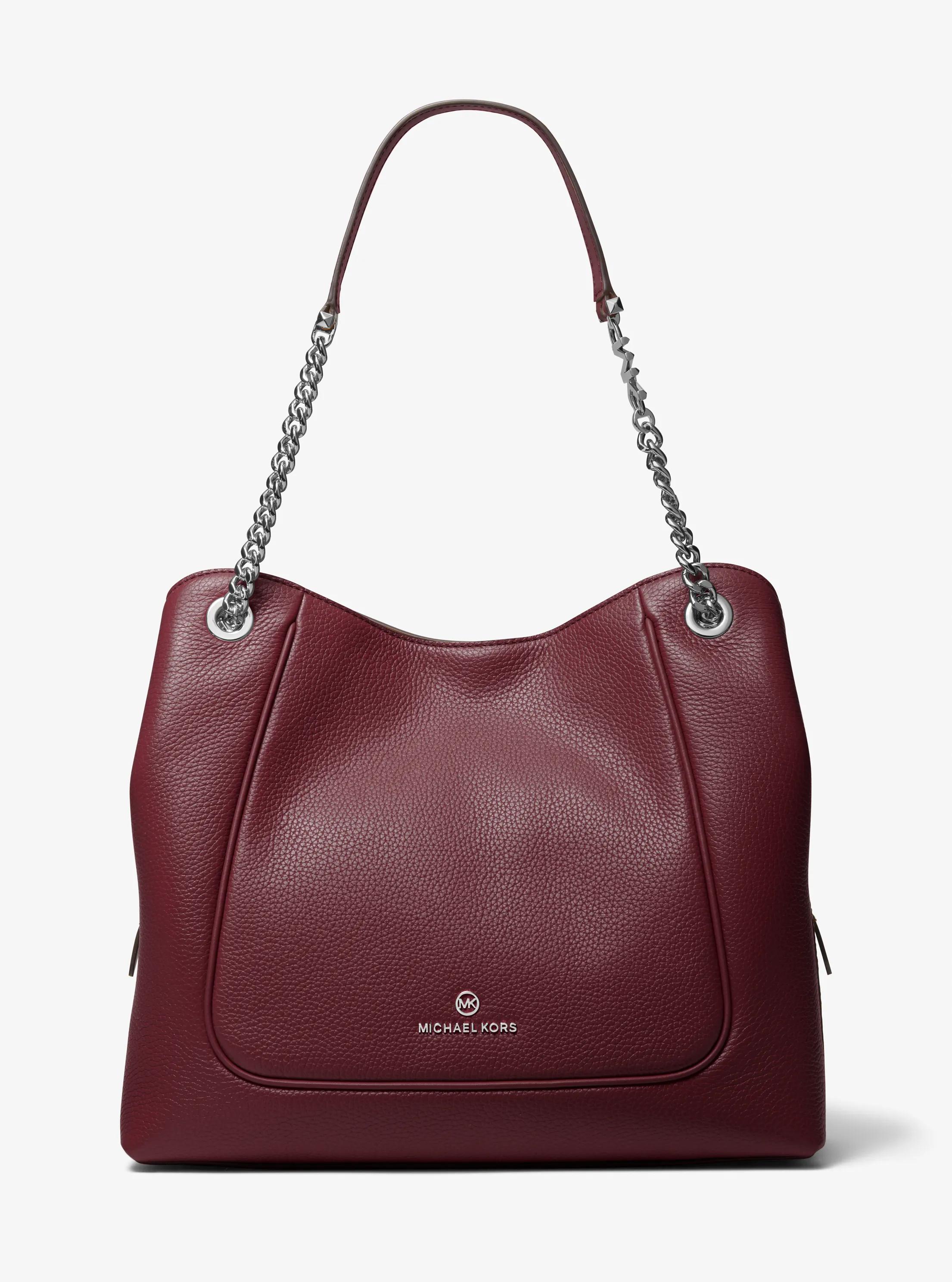 Grand sac &agrave; &eacute;paule Piper en cuir grain&eacute; in MERLOT | Michael Kors