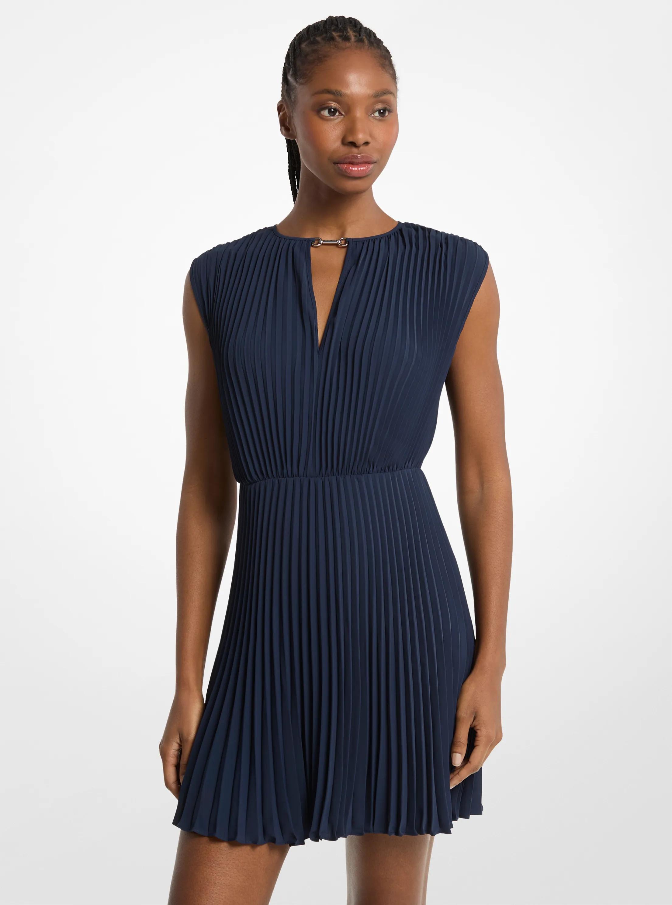 Pleated Satin Back Crepe Mini Dress 128$