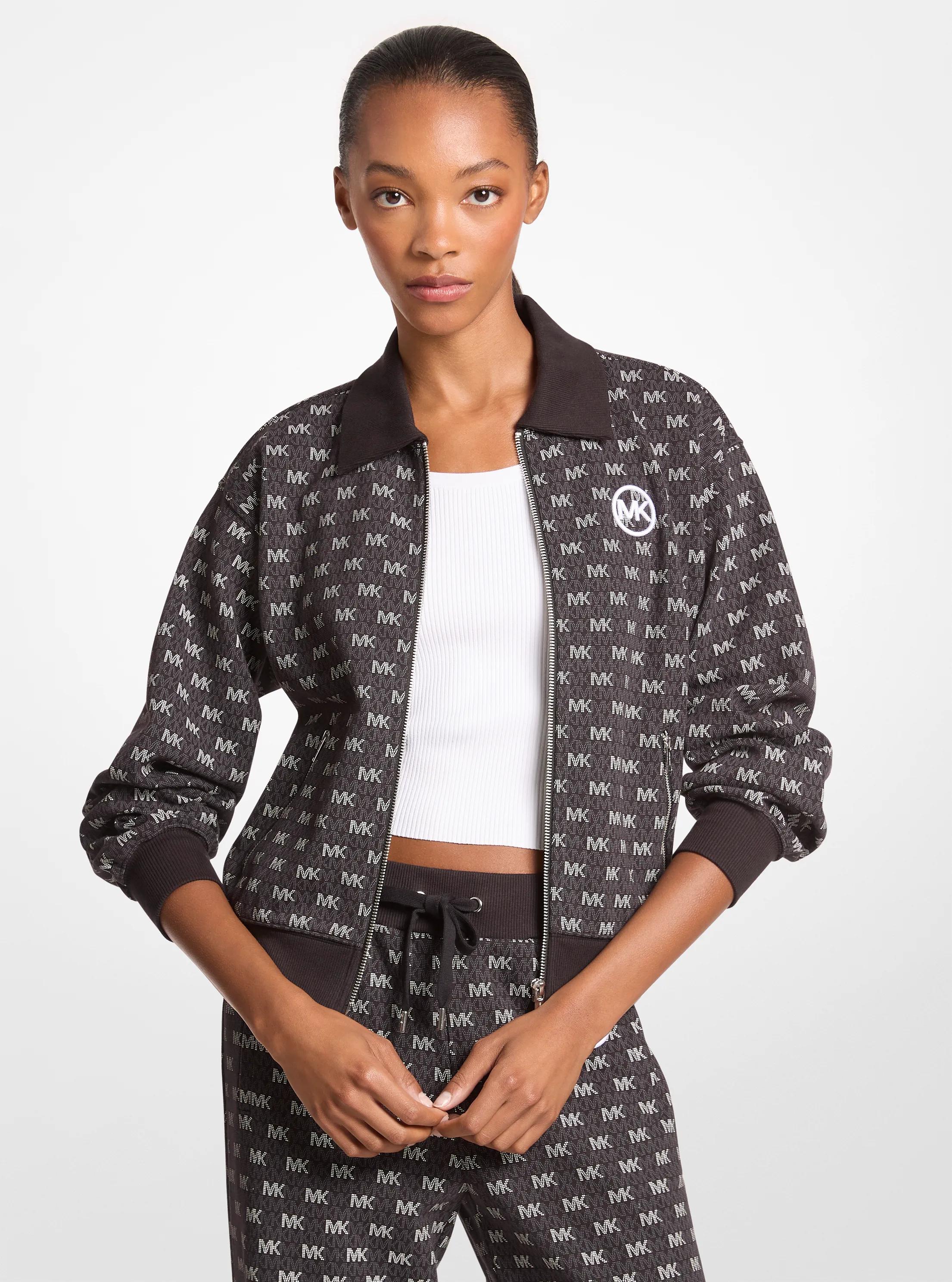 Veste en m&eacute;lange de coton &agrave; fermeture &eacute;clair &agrave; logo in NOIR | Michael Kors