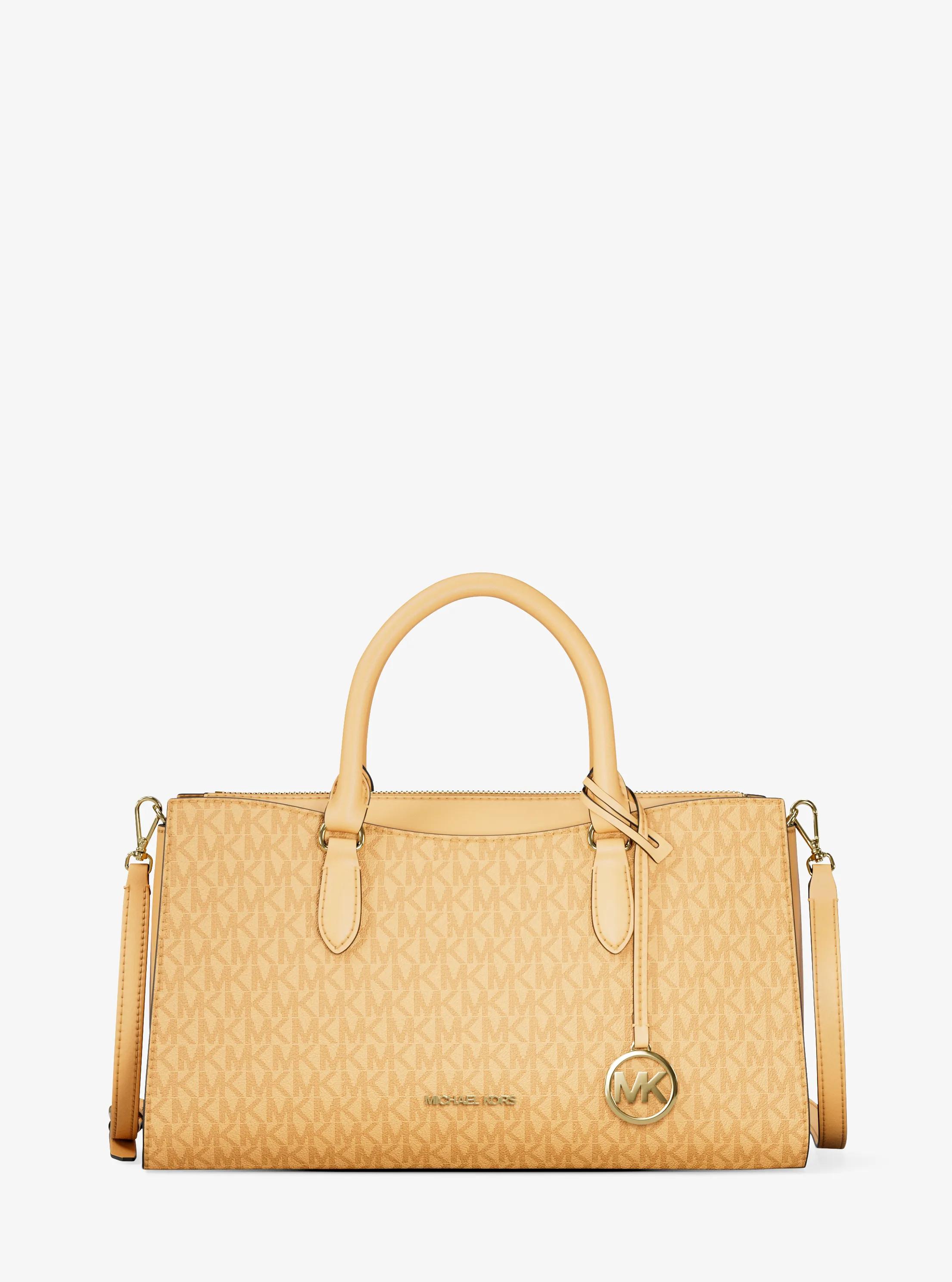 Arden Medium Signature Logo Top-Zip Satchel in HONEYWHEAT | Michael Kors