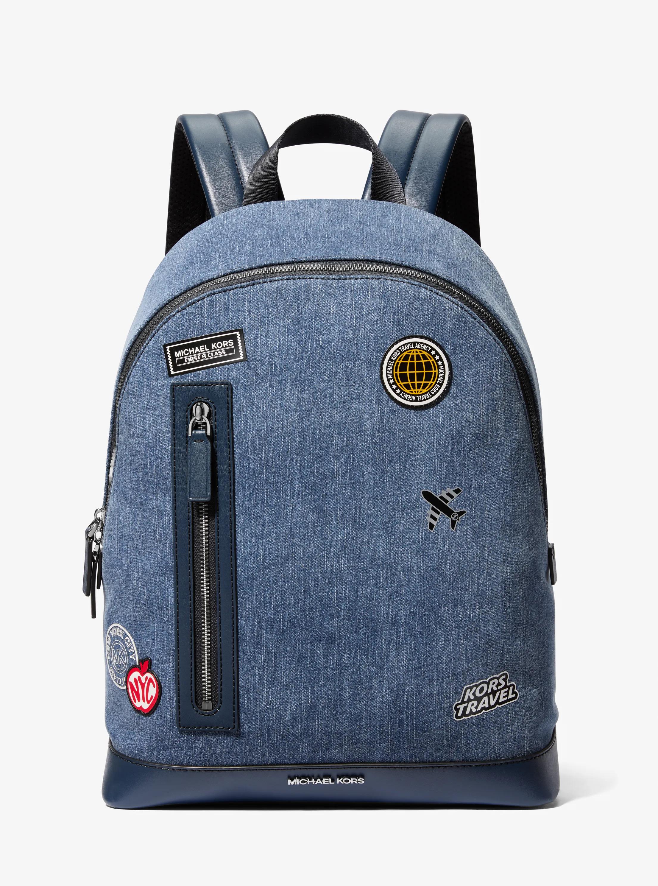 Cooper Slim Embellished Denim Commuter Backpack in DENIM | Michael Kors