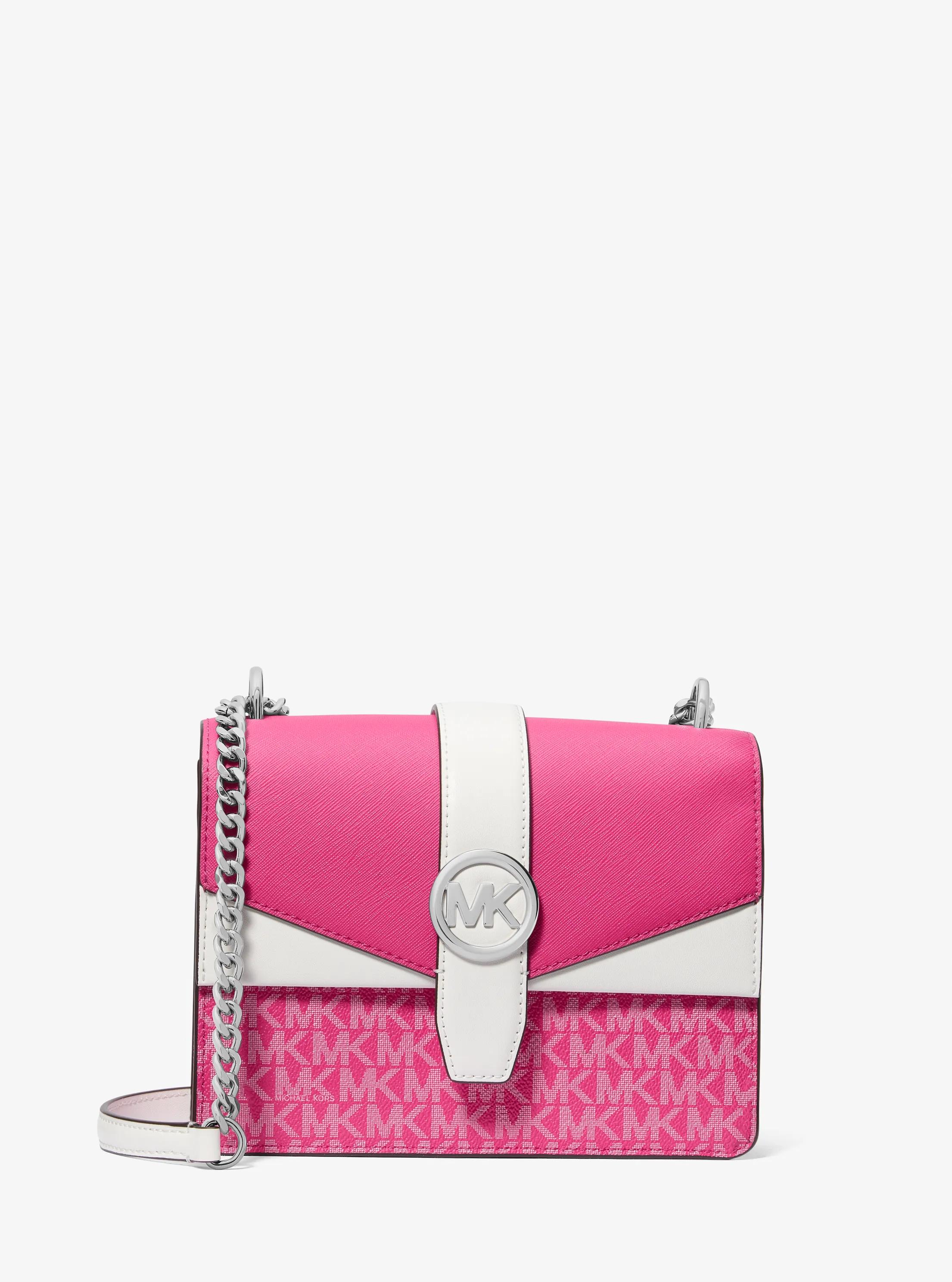Greenwich Small Color-Block Signature Logo Crossbody Bag in DRAGONFRUIT | Michael Kors