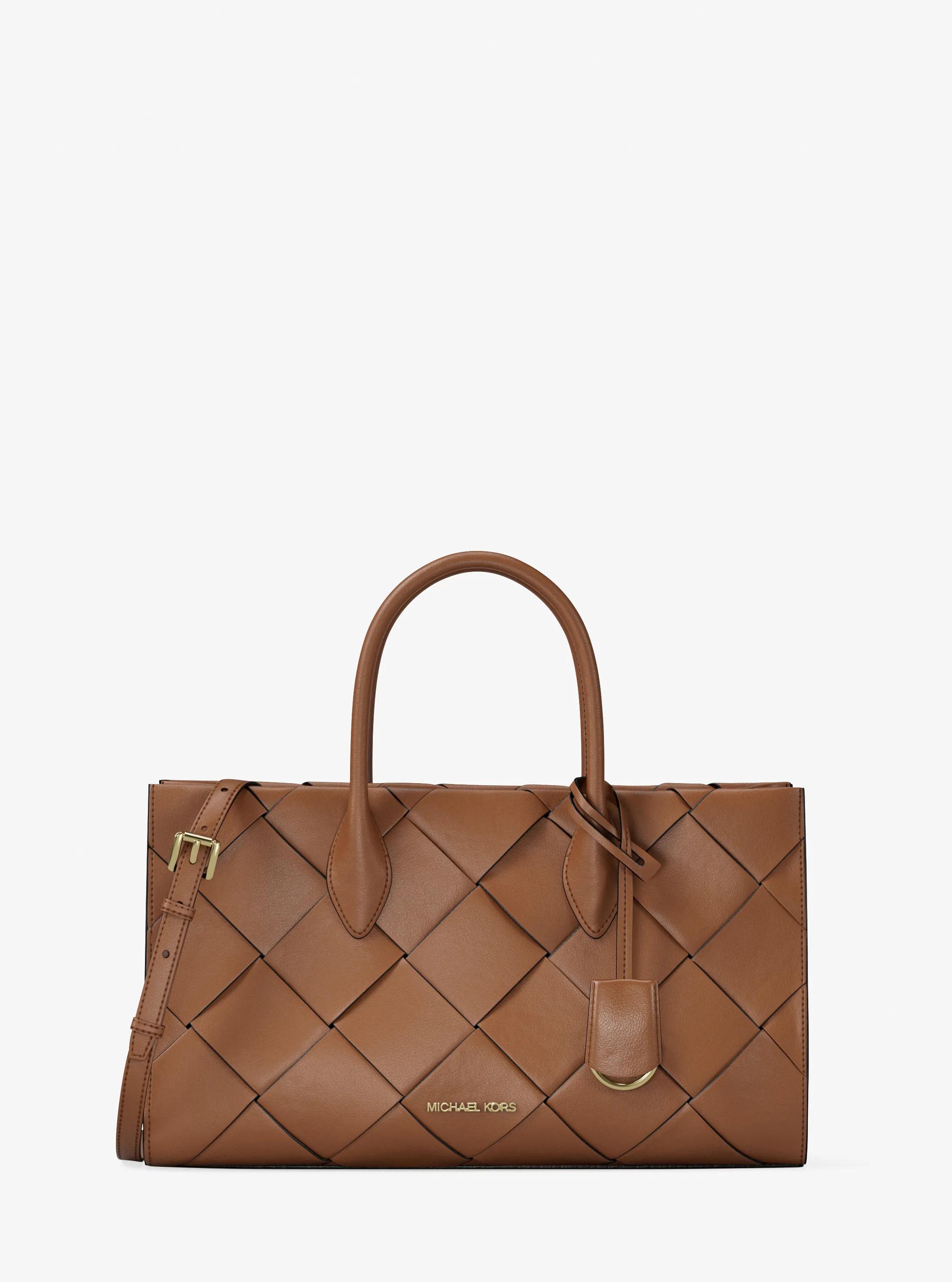 Mirella Medium Woven Satchel in LUGGAGE | Michael Kors
