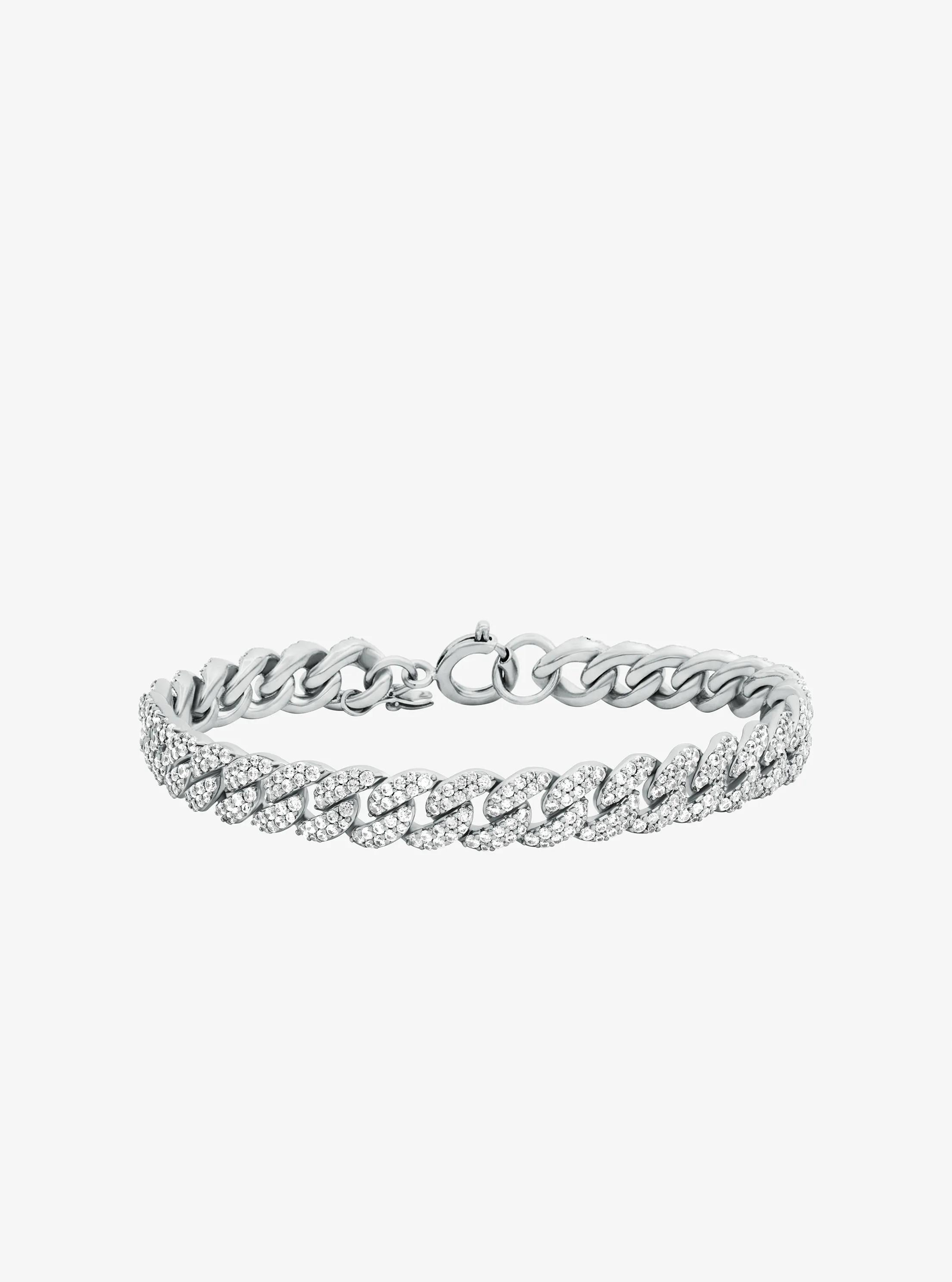 Pav&eacute; Curb-Link Chain Bracelet in SILVER | Michael Kors