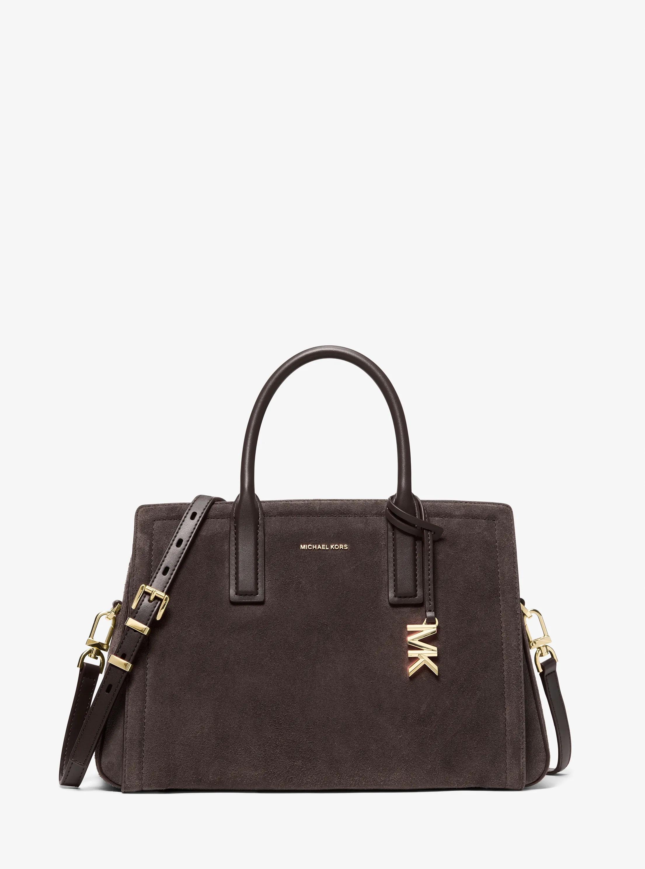 Laila Medium Suede Satchel in CHOCOLATE | Michael Kors