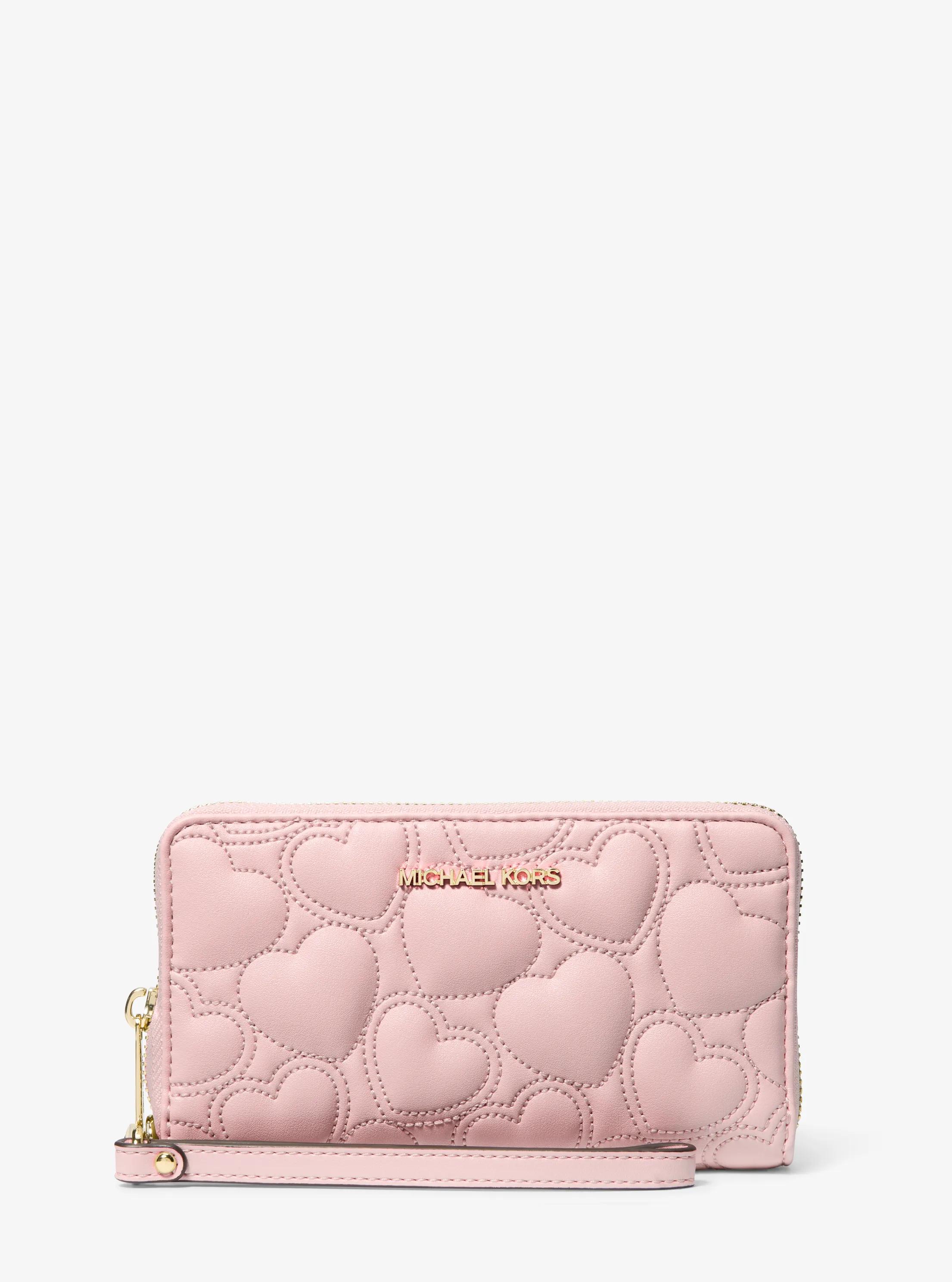 Bolso de mu&ntilde;eca Jet Set grande con bordado de coraz&oacute;n para smartphone in ROS&Aacute;CEO POLVORIENTO | Michael Kors