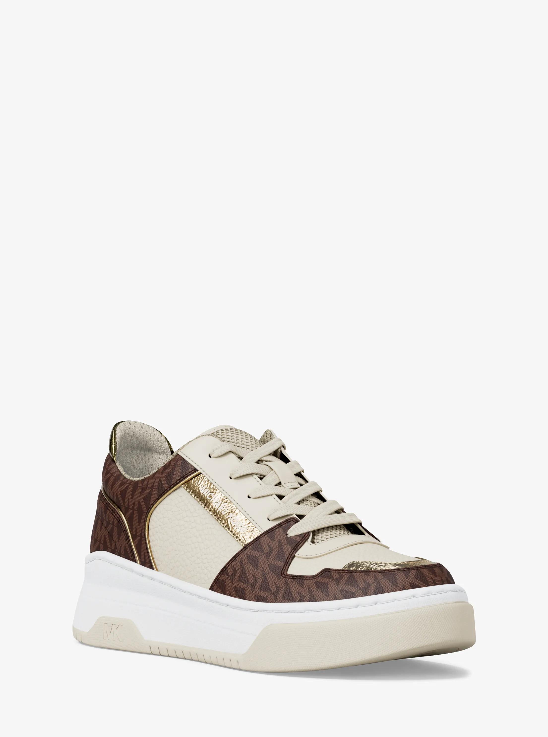 Lexi Mixed-Media Sneaker in BROWN | Michael Kors