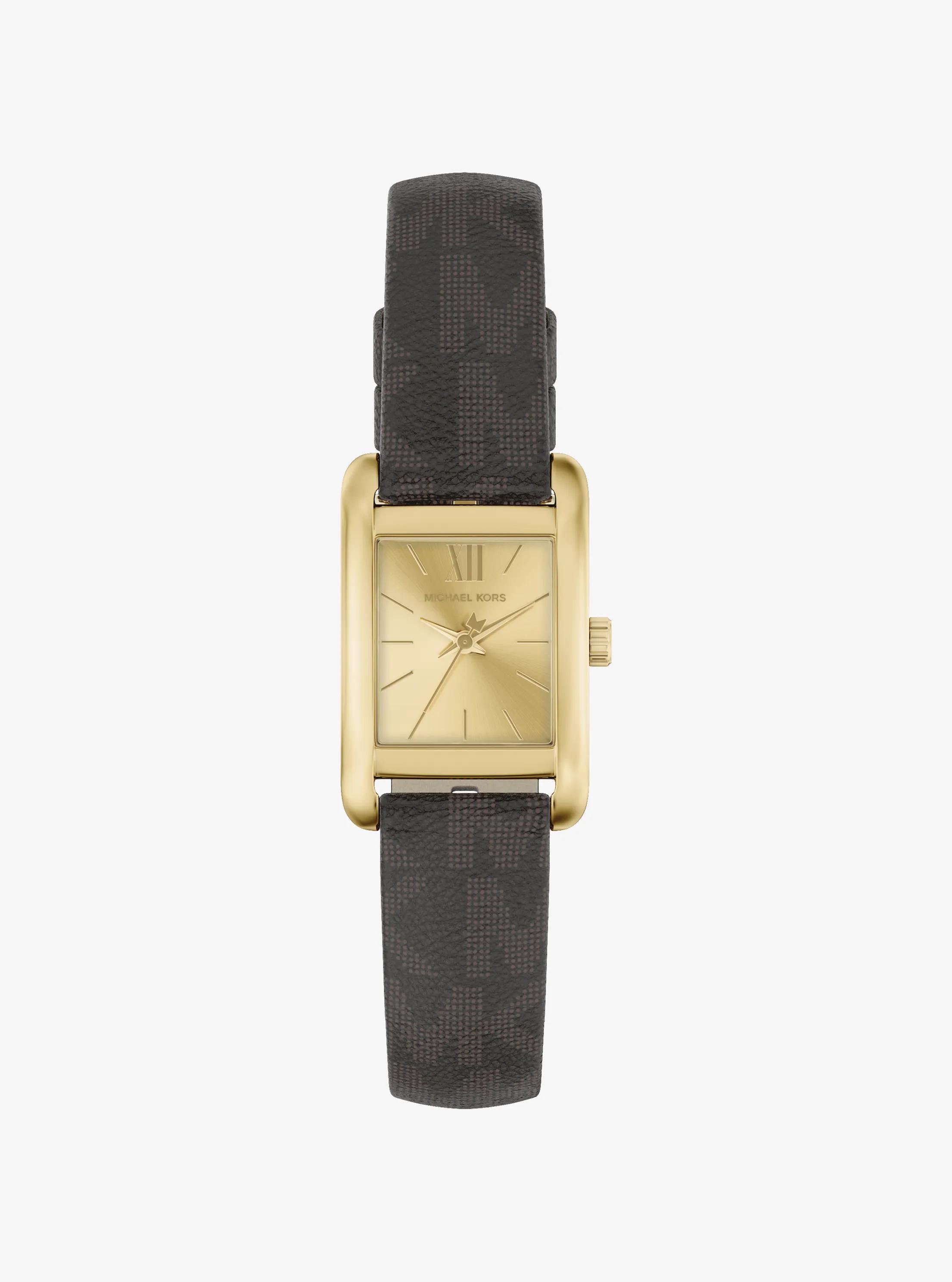 Mini Monroe Gold-Tone and Logo Strap Watch in GOLD | Michael Kors
