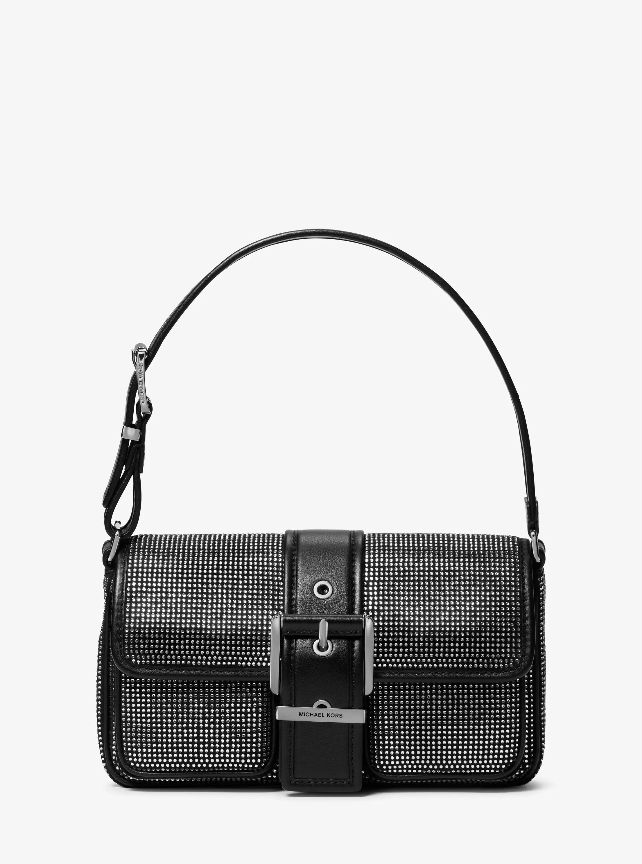Bolso de hombro Colby mediano de ante con adornos