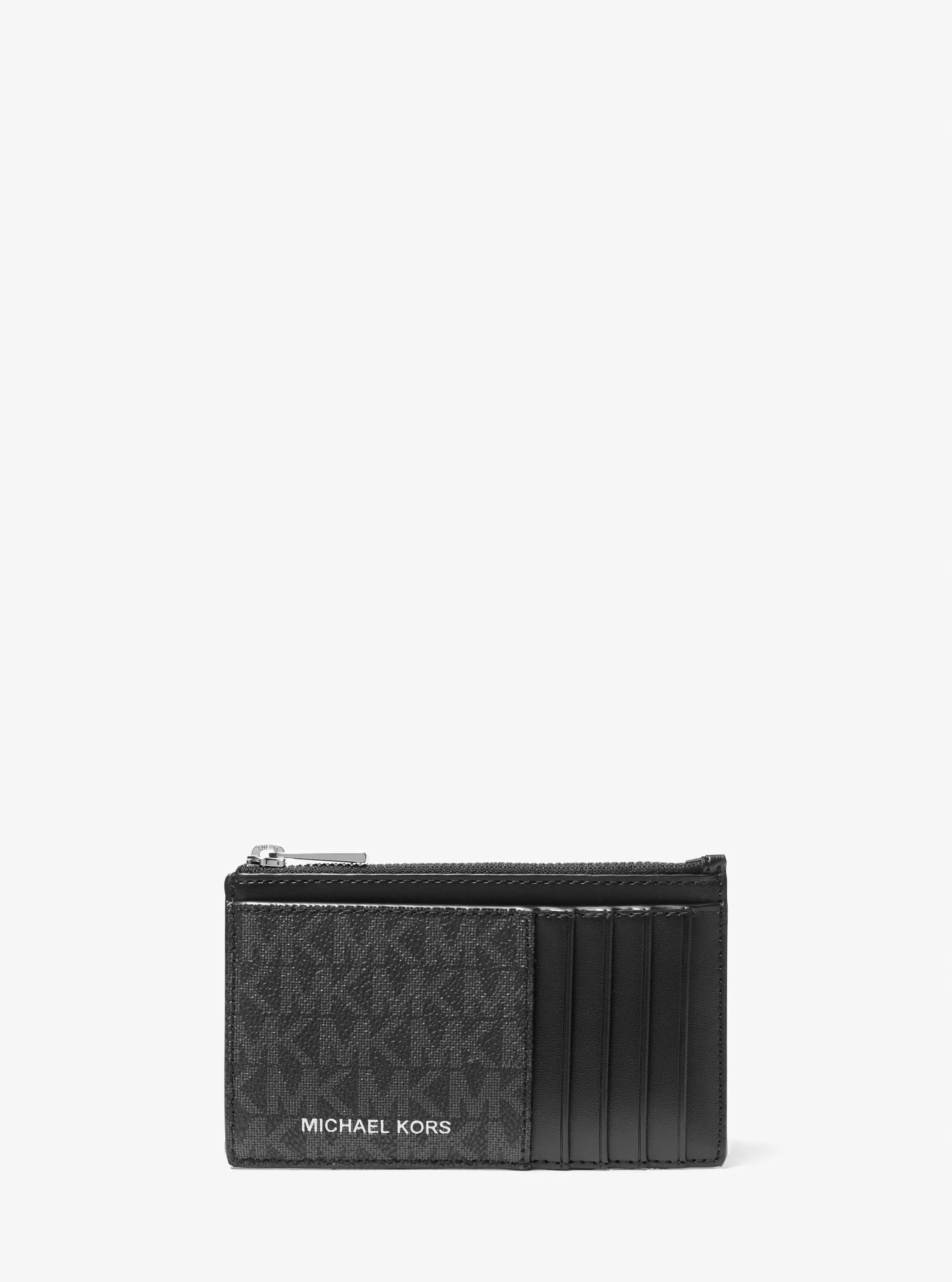 Brieftasche Cooper Slim mit Signature-Logomuster und Rei&szlig;verschluss in SCHWARZ | Michael Kors