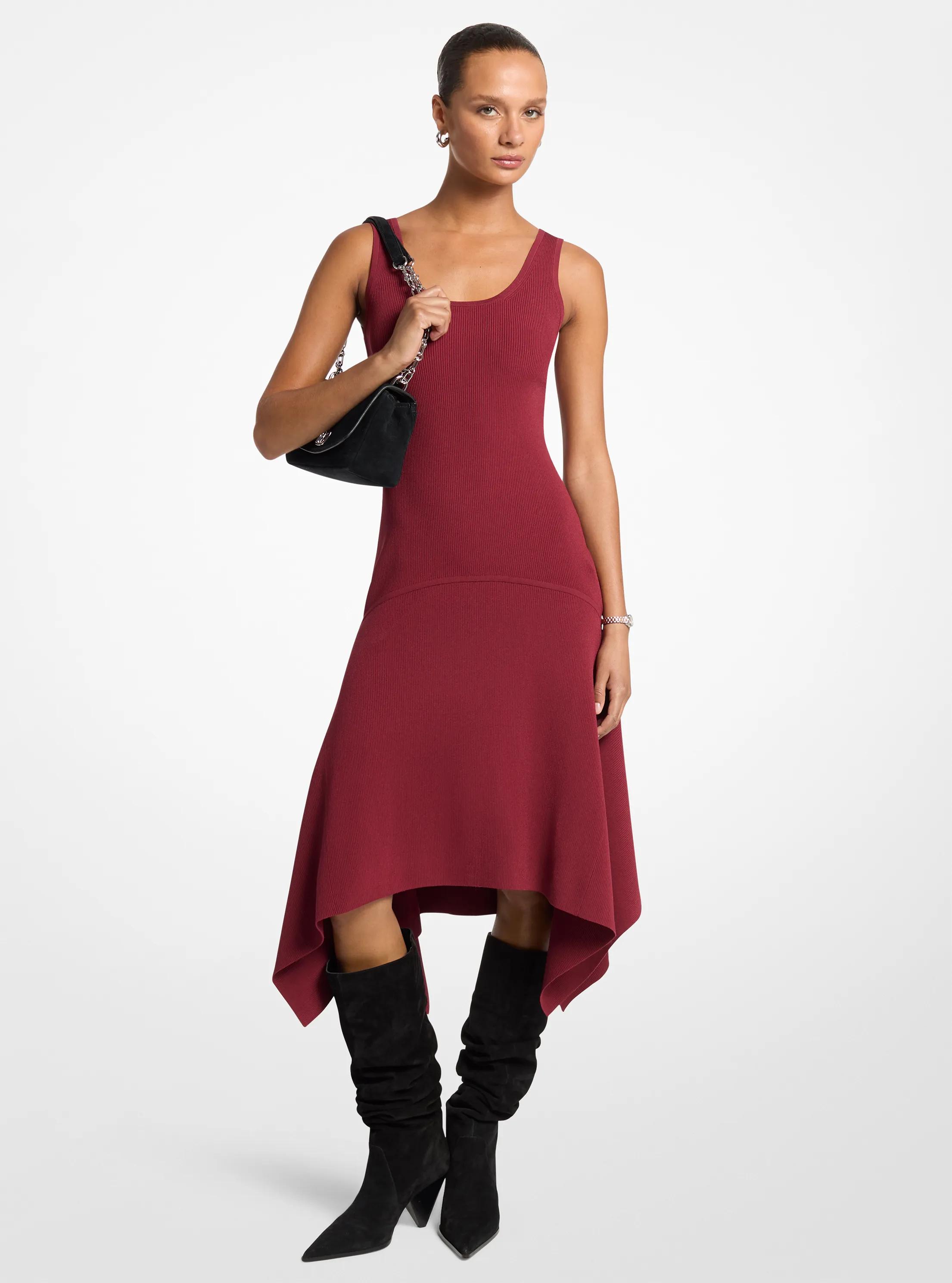 MK Robe mouchoir sans manches en maille extensible - Rouge - Michael Kors
