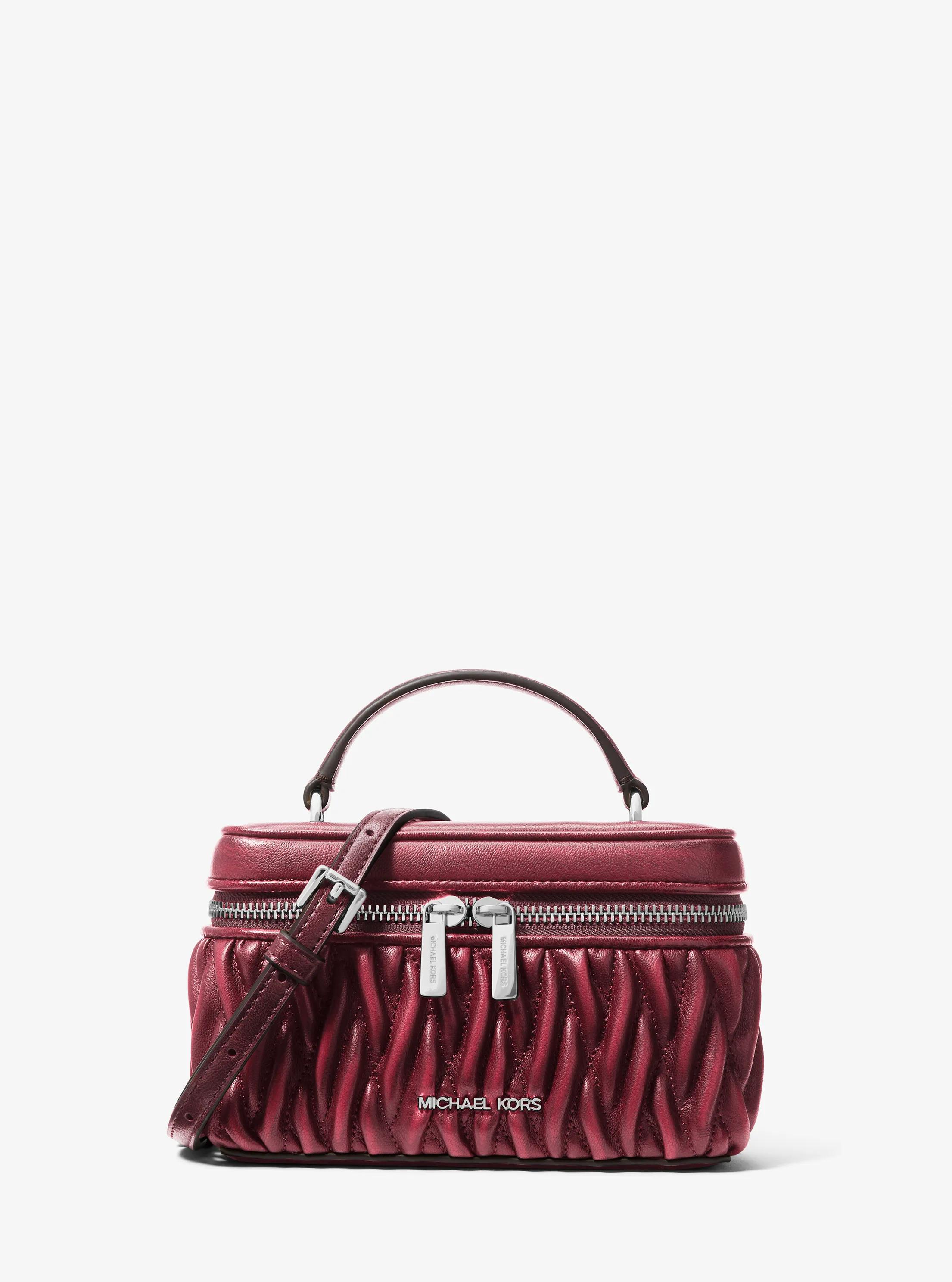 Petit sac &agrave; bandouli&egrave;re Vivi bruni et matelass&eacute; de style trousse de maquillage in BORDEAUX | Michael Kors