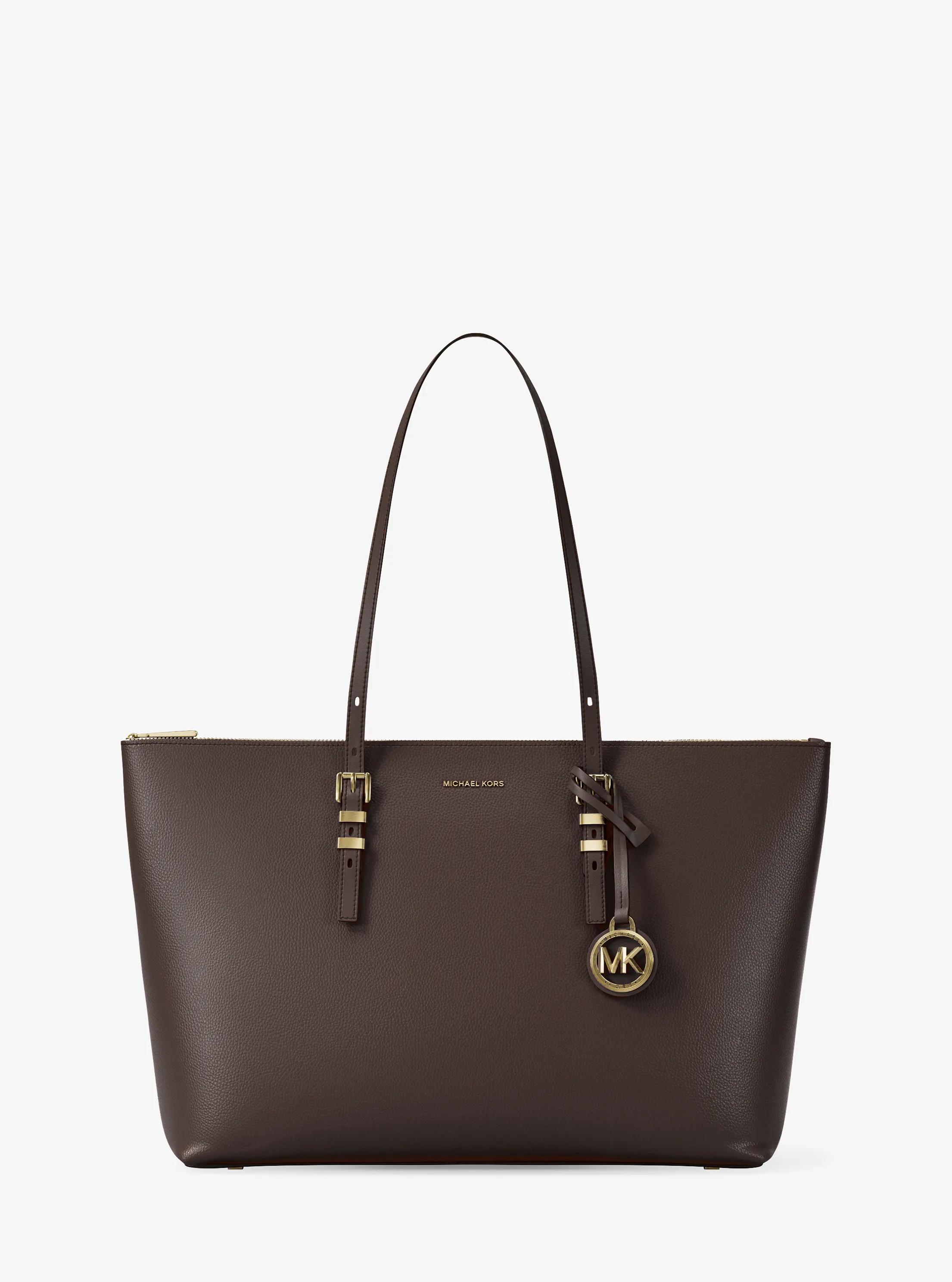 Grand cabas Quinn en cuir grain&eacute; in CHOCOLAT | Michael Kors