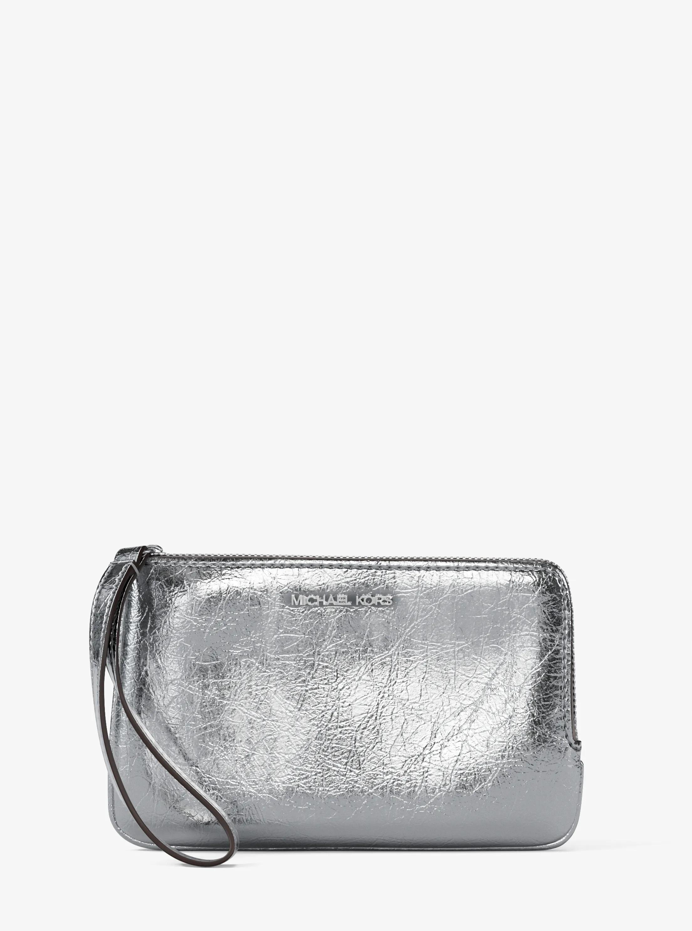 Bolso de pulsera Jet Set Travel peque&ntilde;o con acabado metalizado craquelado in PLATEADO | Michael Kors