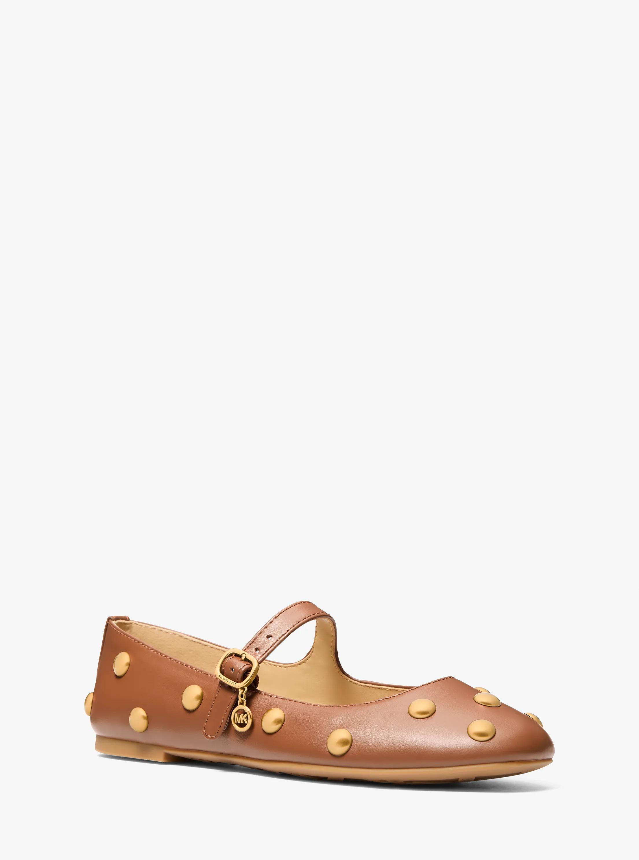 MK Ballerine Nellie Flex en cuir clouté - Marron - Michael Kors