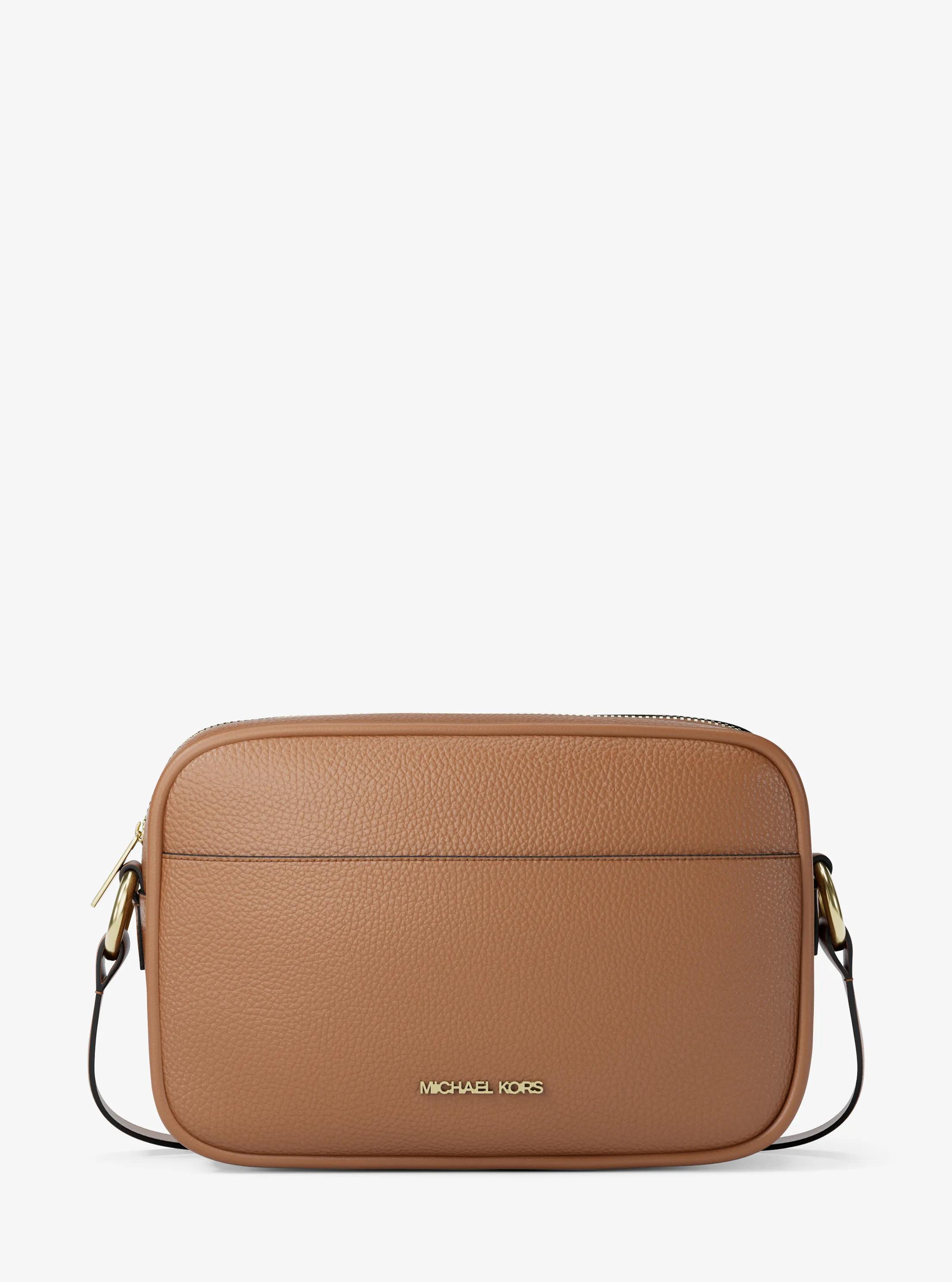Jet Set Pebbled Leather Camera Crossbody Bag in LUGGAGE | Michael Kors