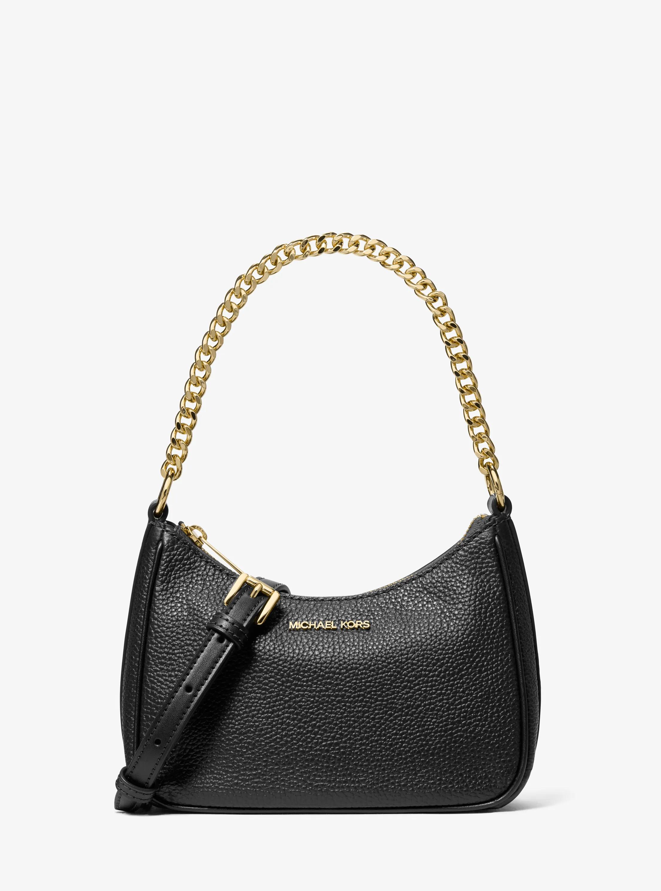 Jet Set Travel Pebbled Leather Convertible Crossbody Bag in BLACK | Michael Kors