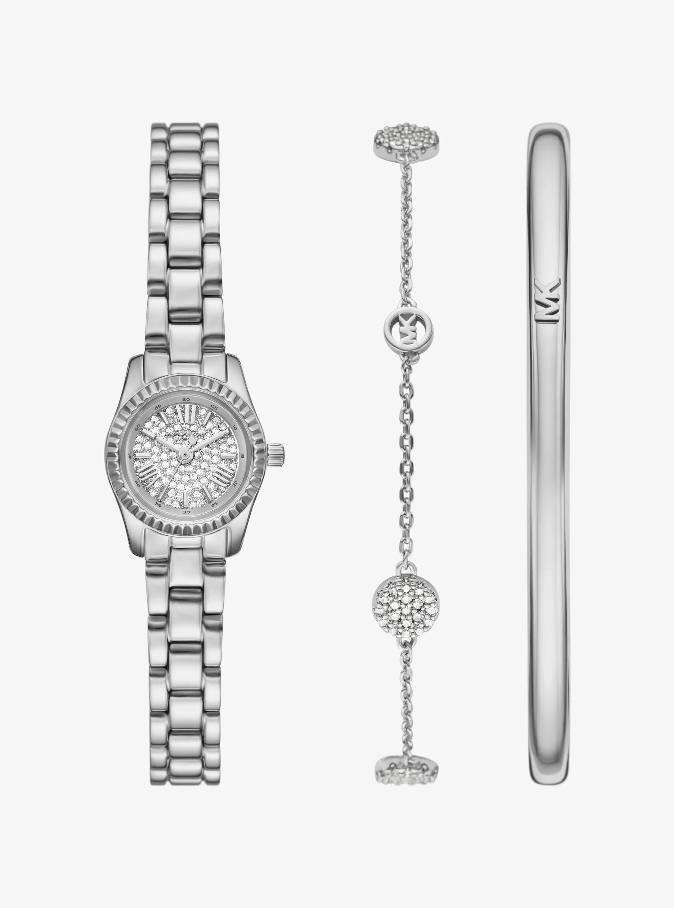 Petite Lexington Pavé Silver-Tone Watch and Jewelry Gift Set