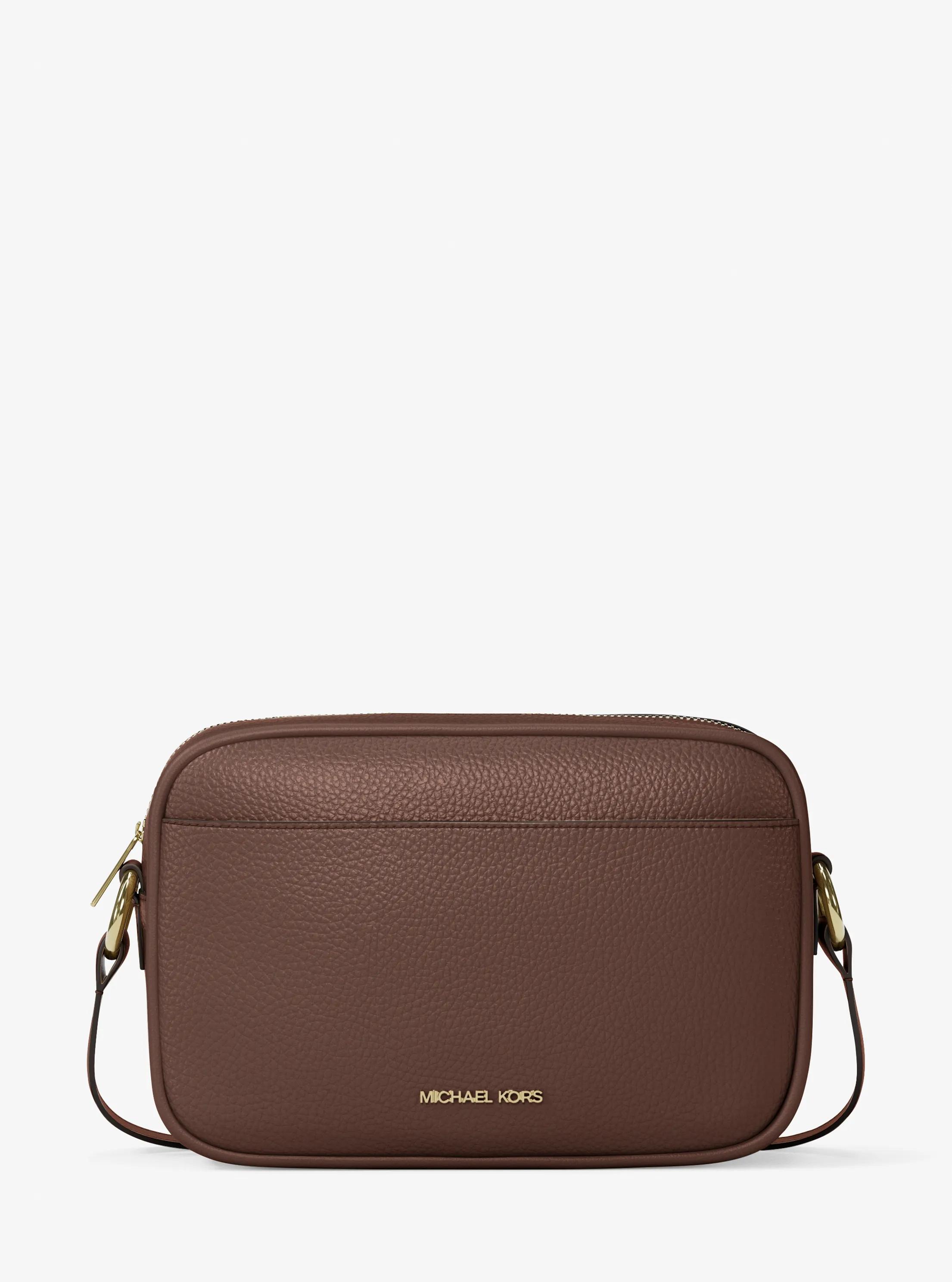 Jet Set Large Pebbled Leather Camera Crossbody Bag in NUTMEG | Michael Kors