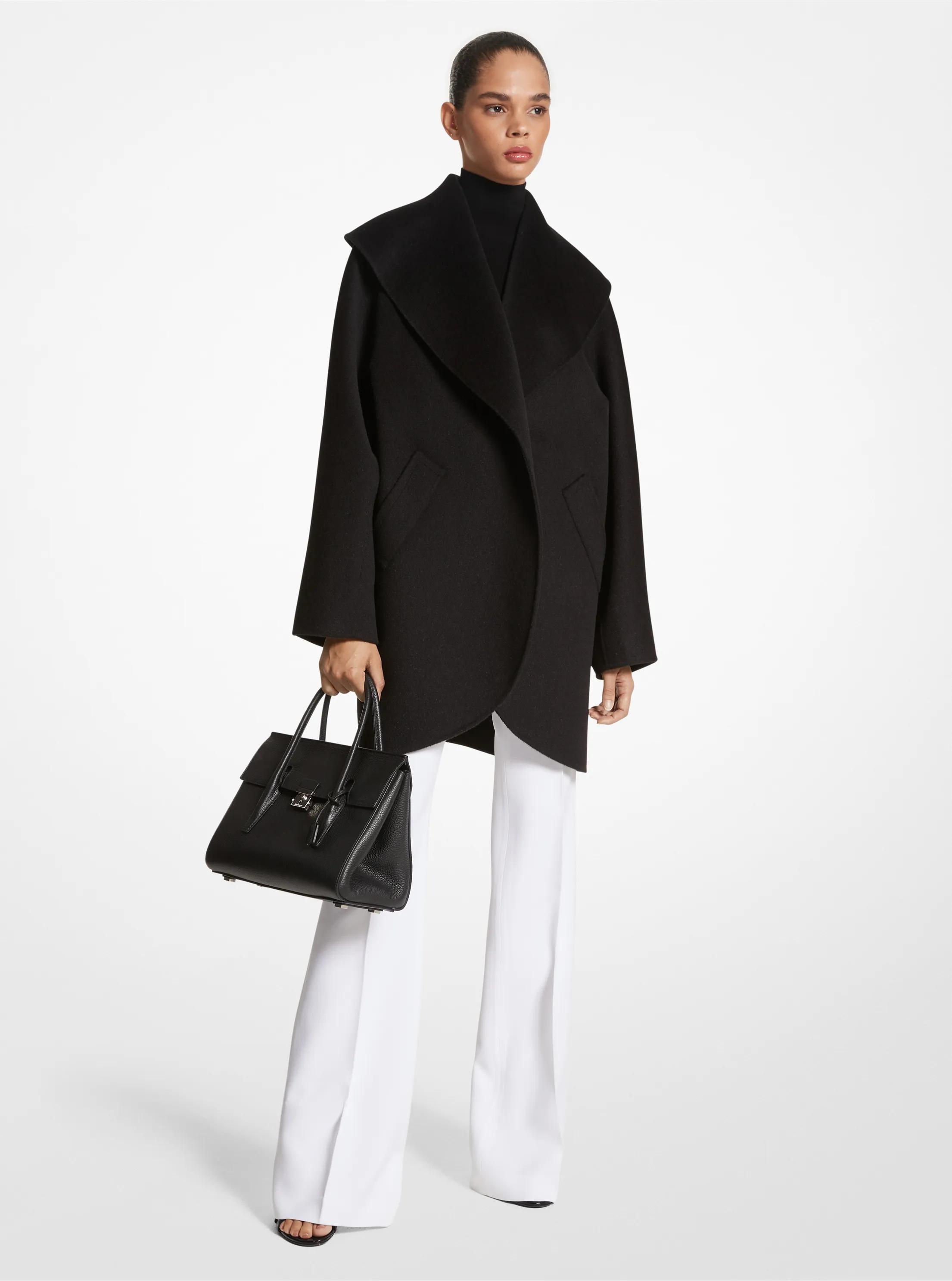 Double Faced Wool Melton Clutch Coat in BLACK | Michael Kors