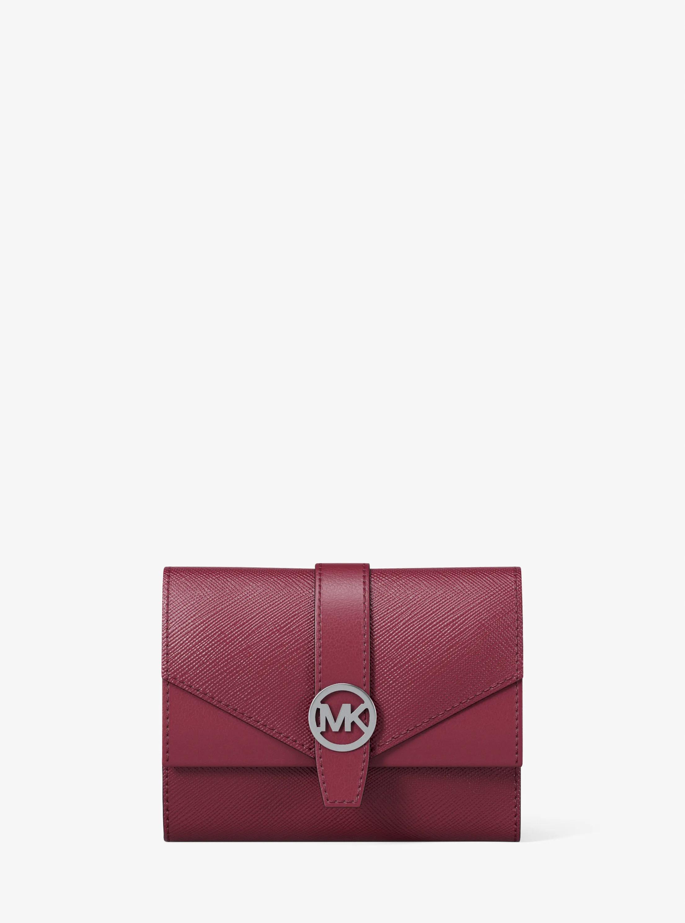 Billetera Greenwich mediana con tres pliegues de piel in GRANATE | Michael Kors