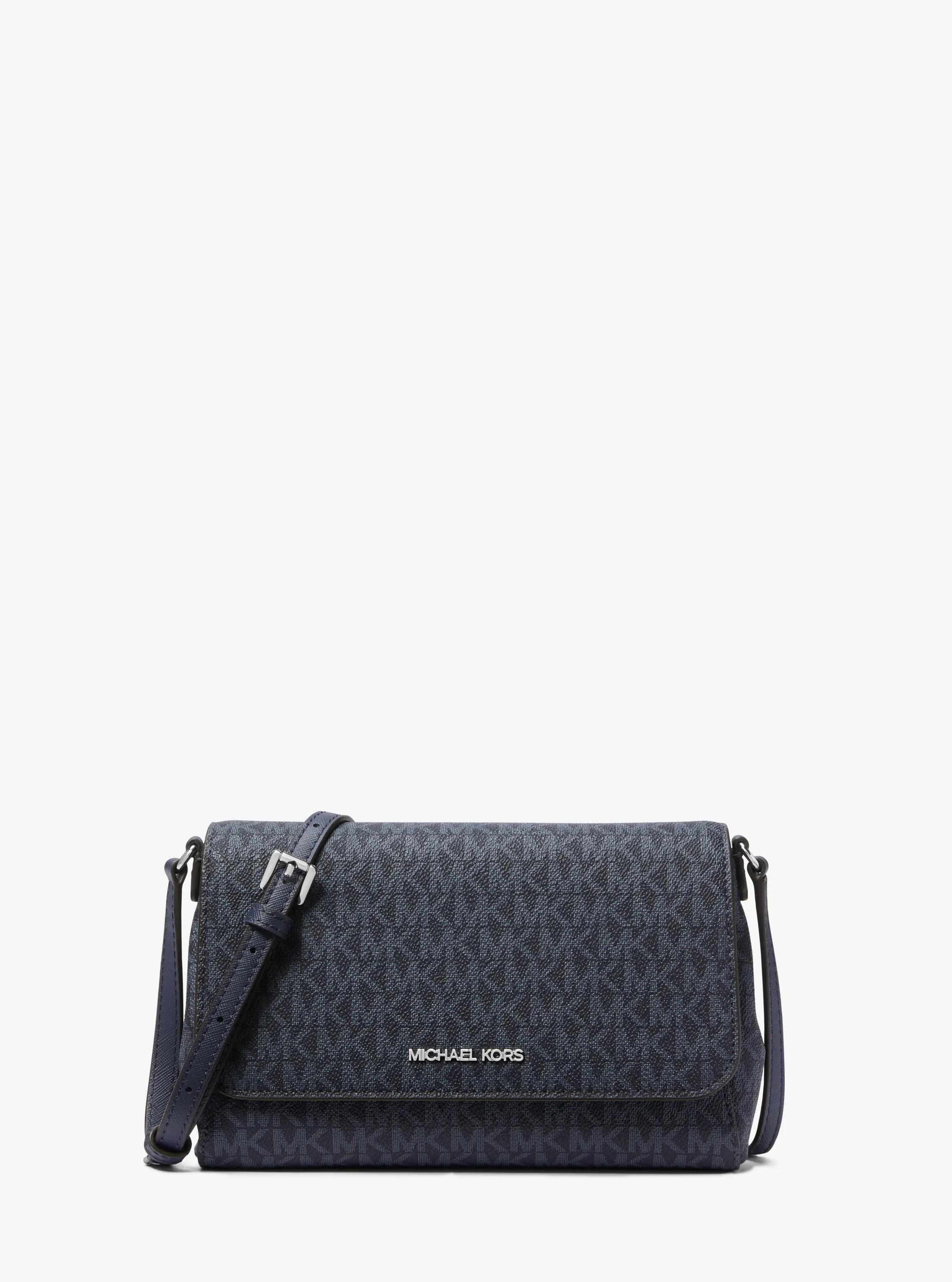 Medium Signature Logo Convertible Crossbody Bag in NAVY | Michael Kors