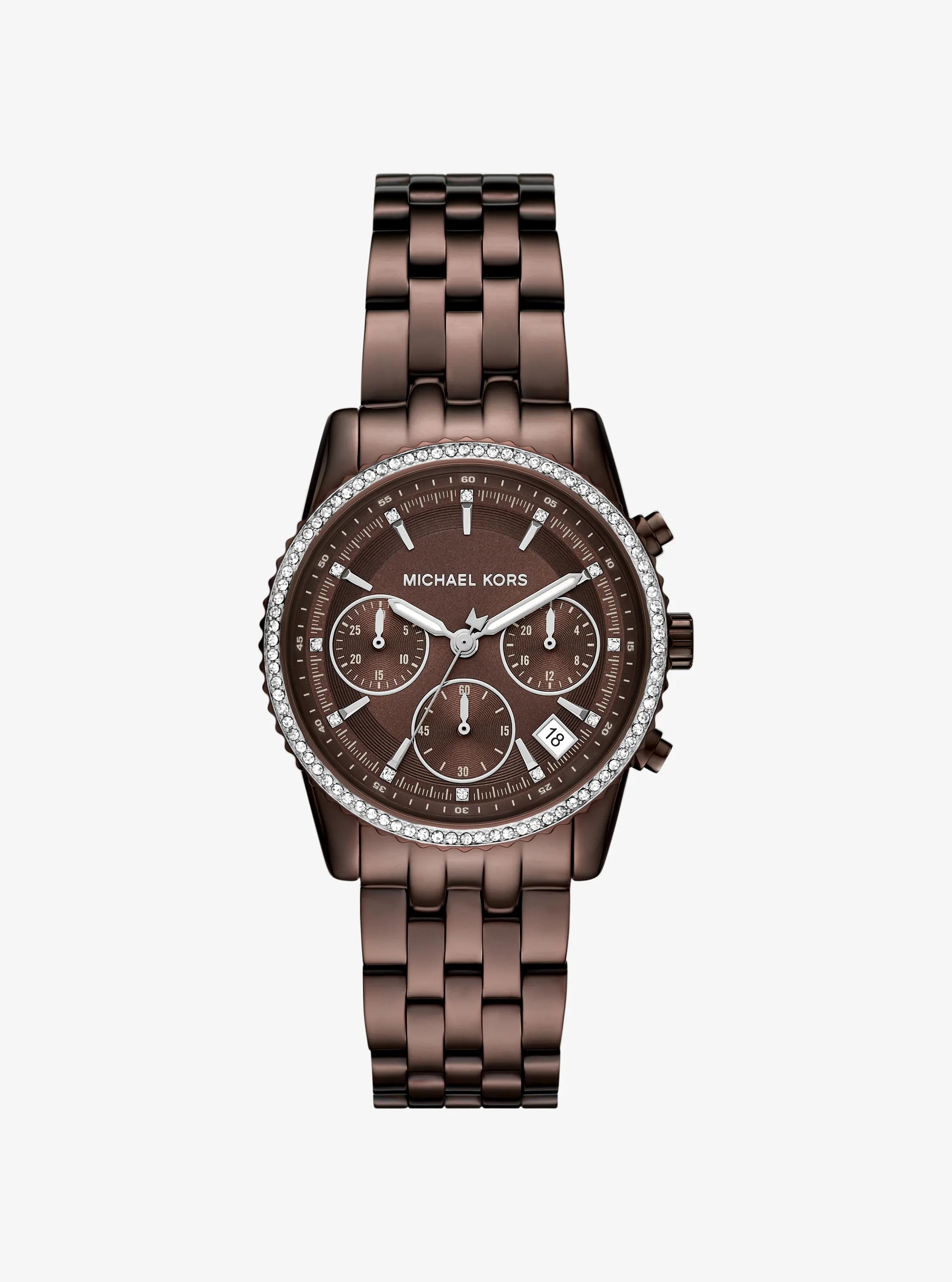 Mini Bryant Pav&eacute; Brown-Tone Watch in CHOCOLATE | Michael Kors