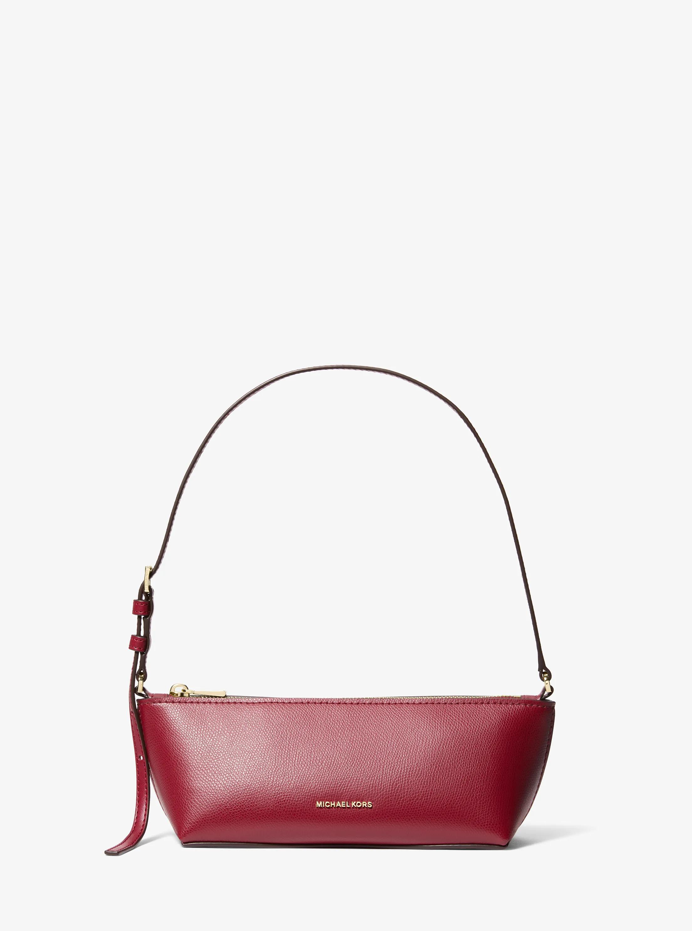 Laila Small Leather Pochette in DEEP RED | Michael Kors