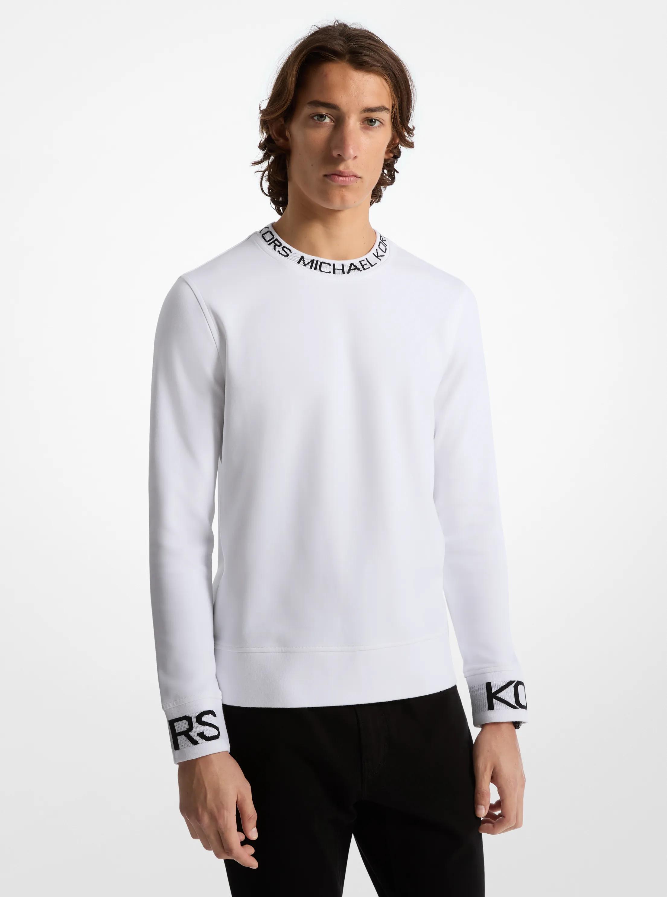 Logo Trim Cotton Blend Sweatshirt in WHITE | Michael Kors