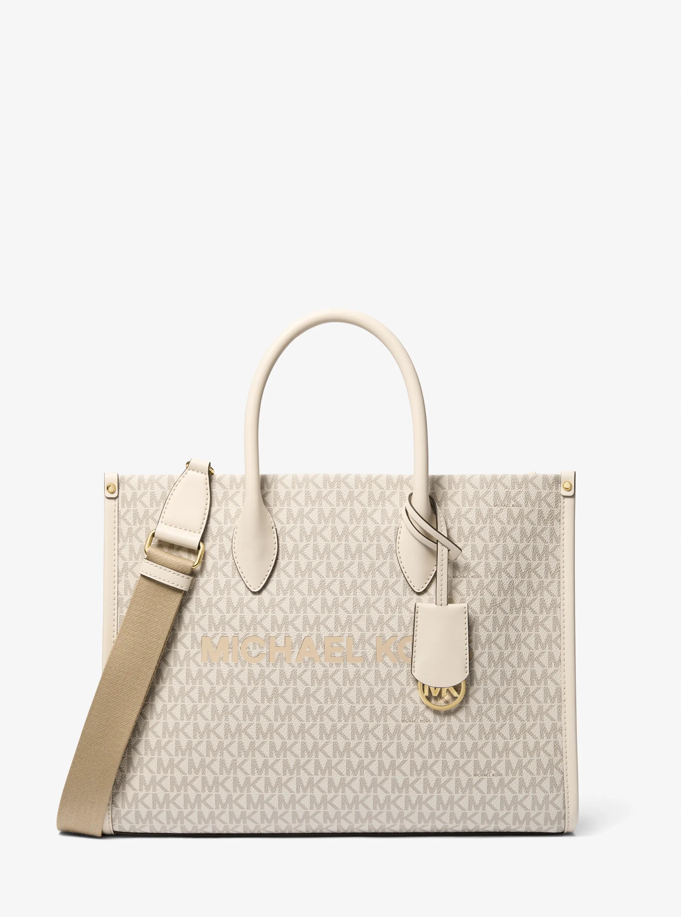 Mirella Medium Signature Logo Tote Bag in LT CRM MULTI | Michael Kors