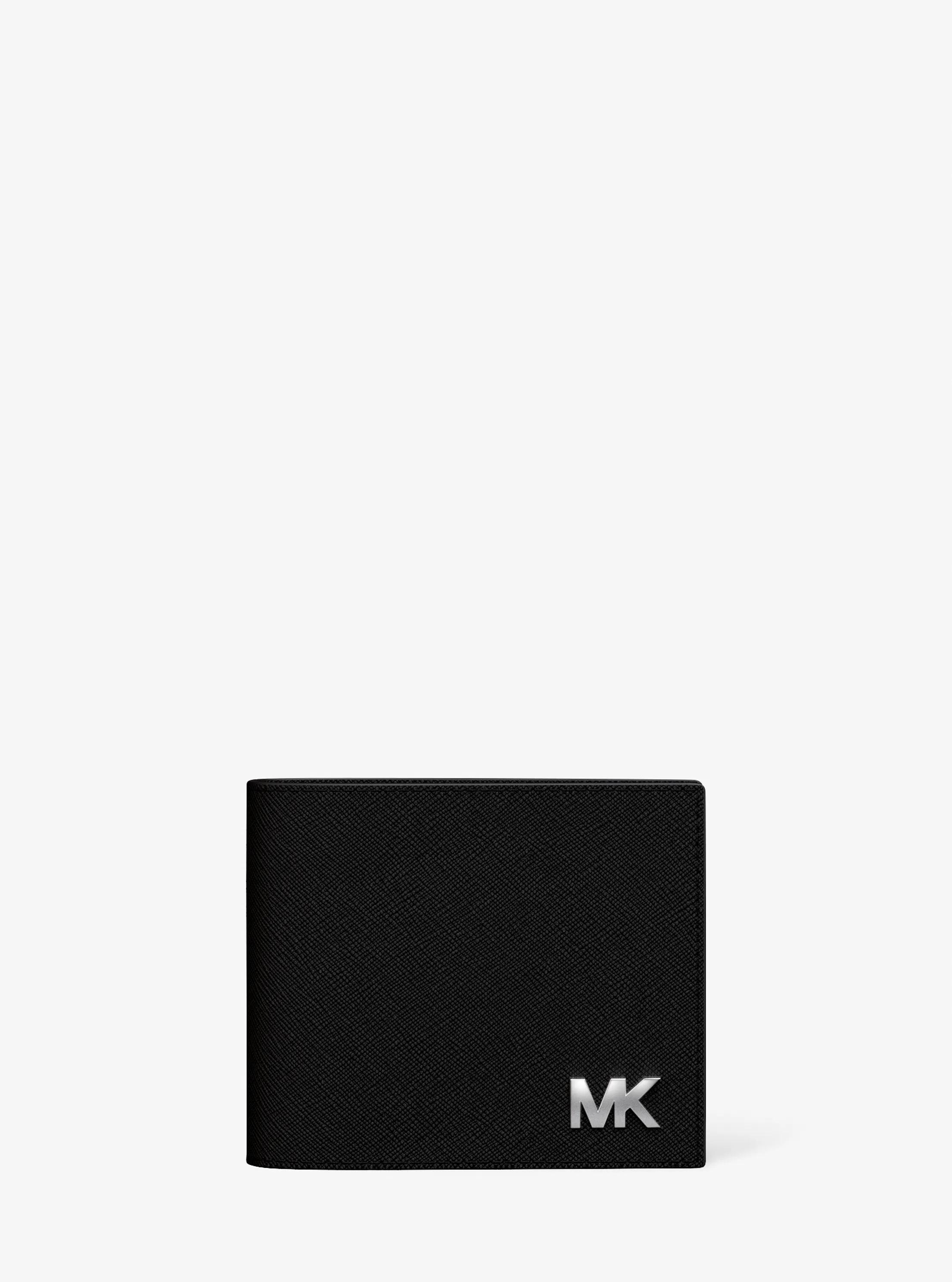 Porte-billets Cooper en cuir Saffiano avec rabat in NOIR | Michael Kors