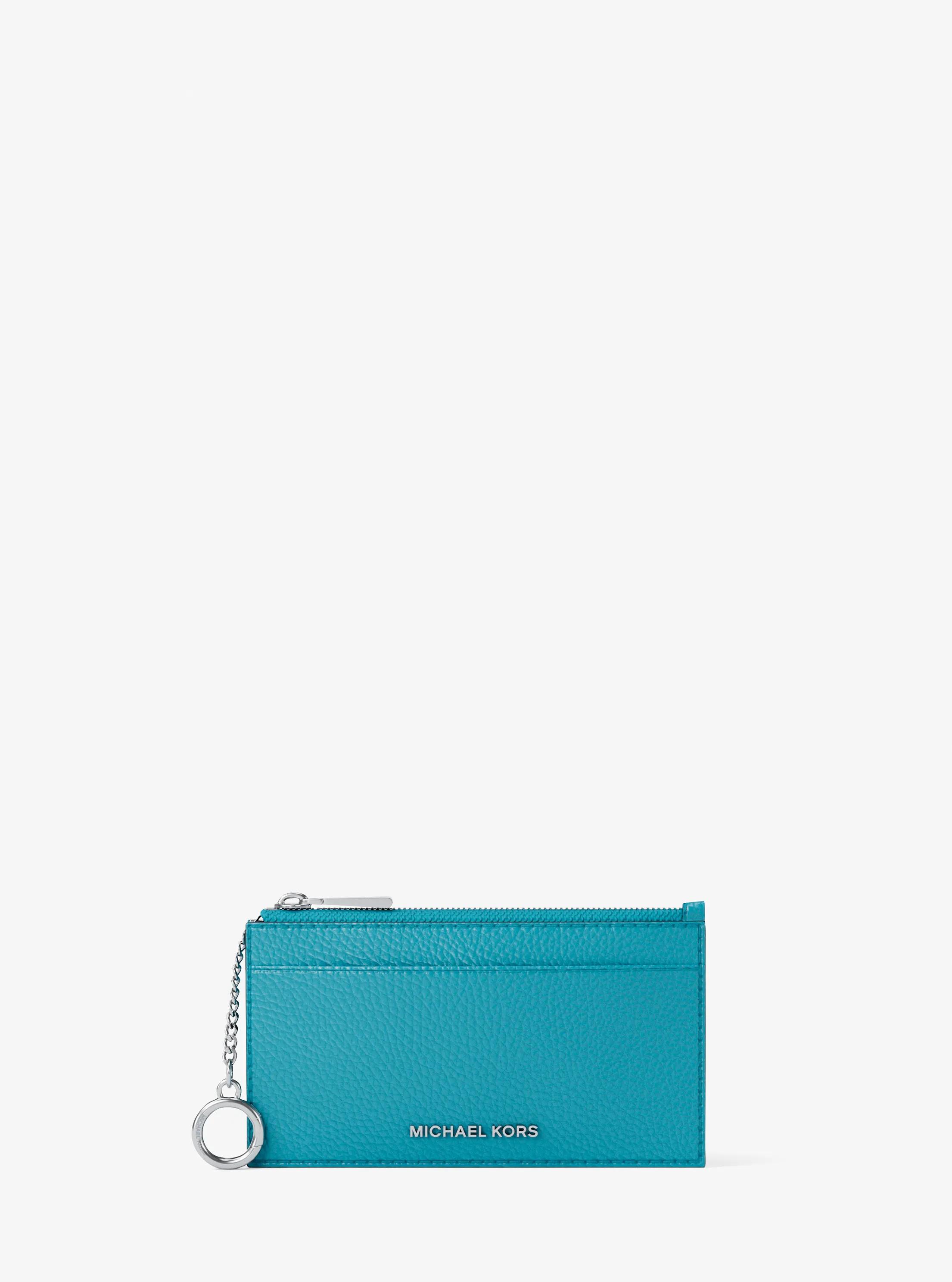 MK Petit porte-cartes Jet Set en cuir grainé - Bleu - Michael Kors