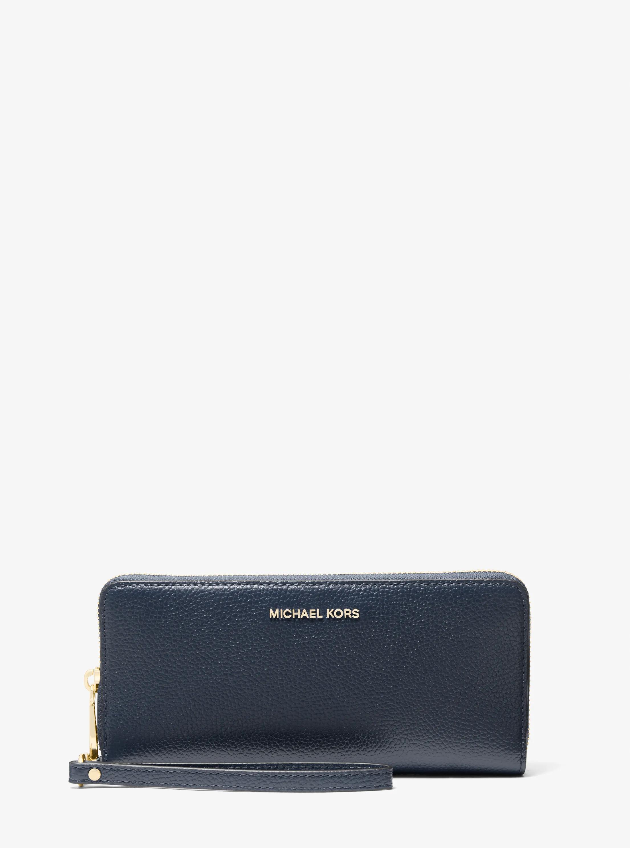 Jet Set Travel Large Pebbled Leather Continental Wallet in NAVY | Michael Kors
