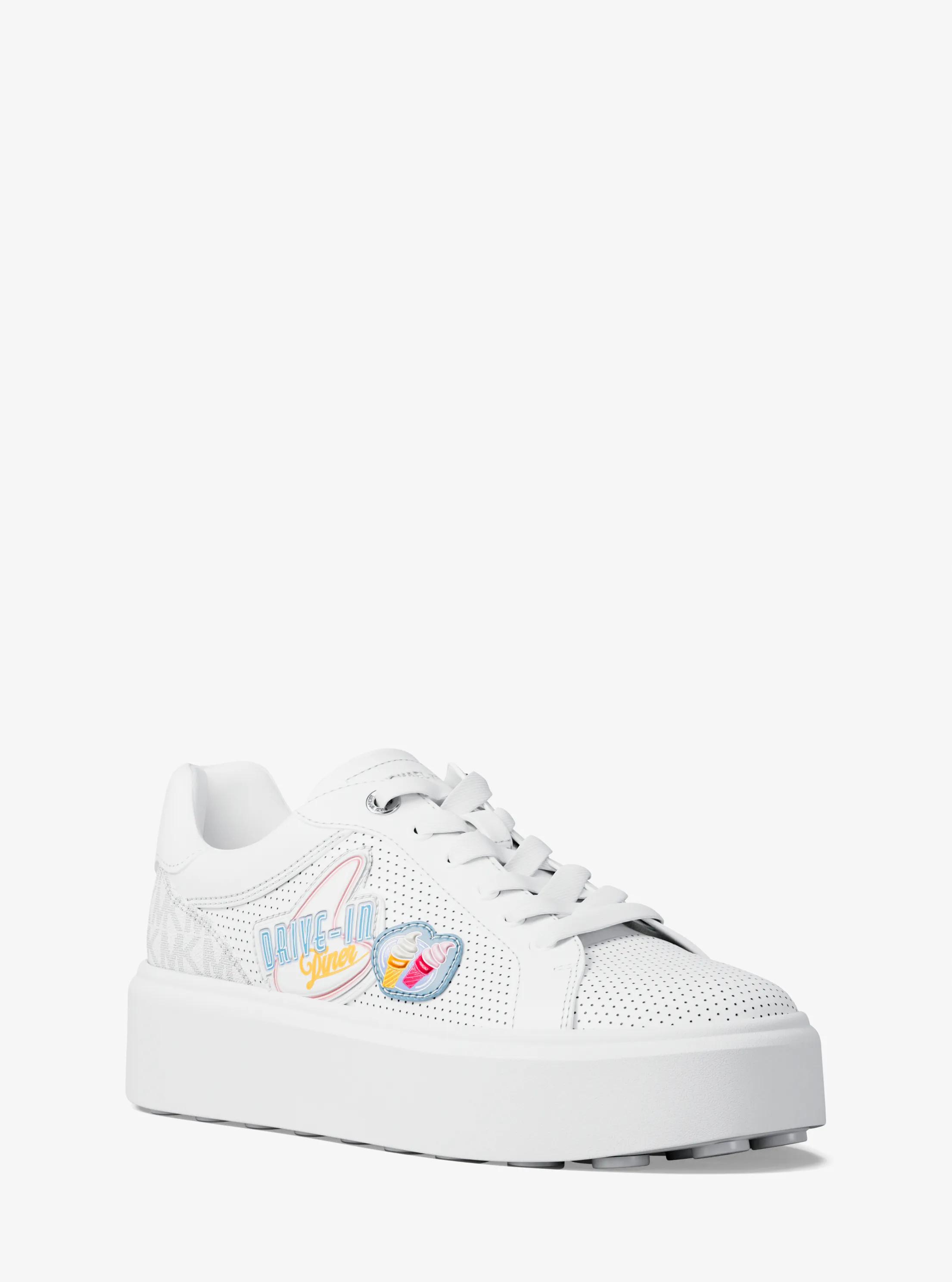 Romey Embellished Mixed-Media Sneaker in BRIGHT WHT | Michael Kors