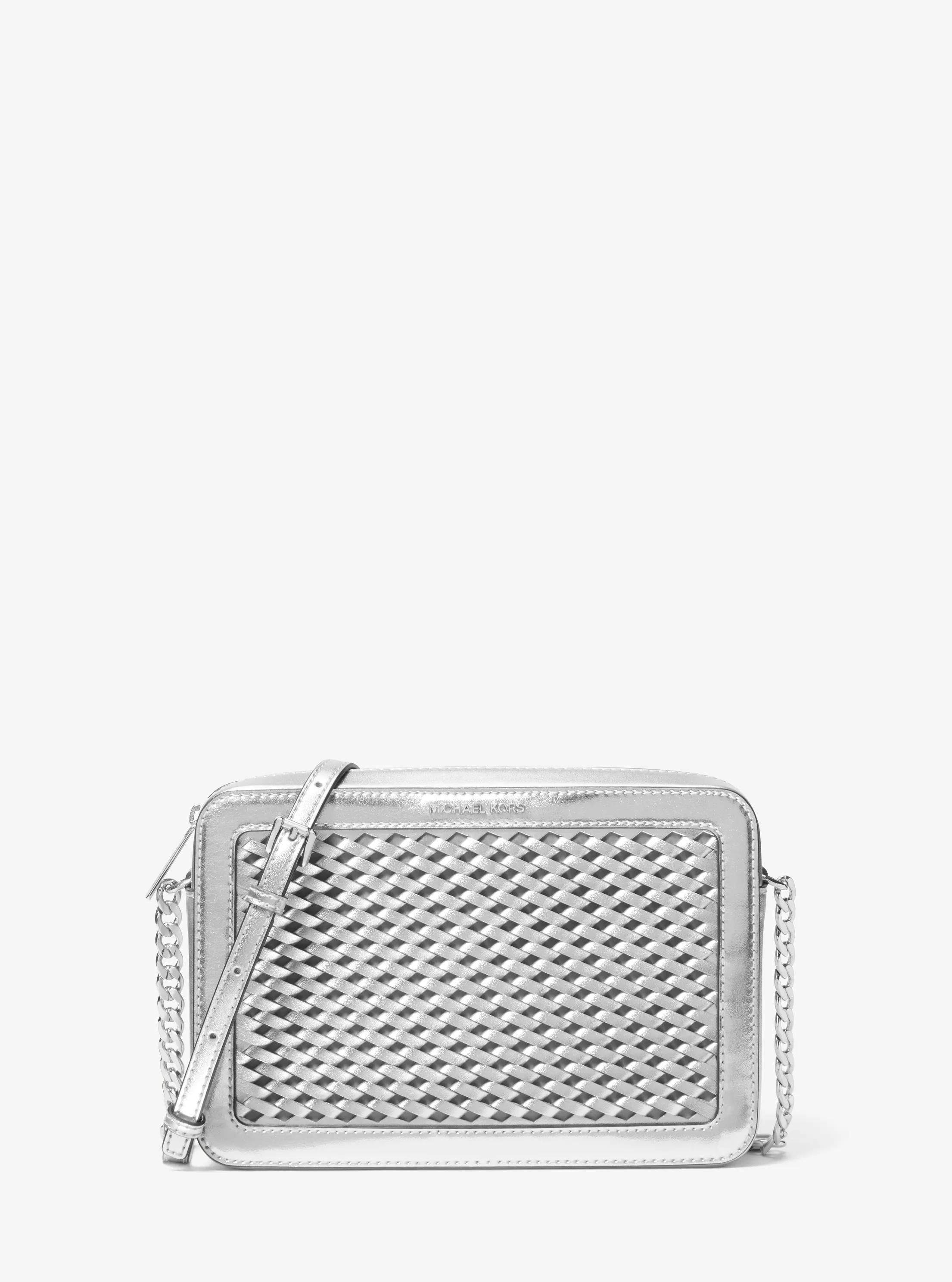 Jet Set Large Metallic Crossbody Bag in SILVER | Michael Kors