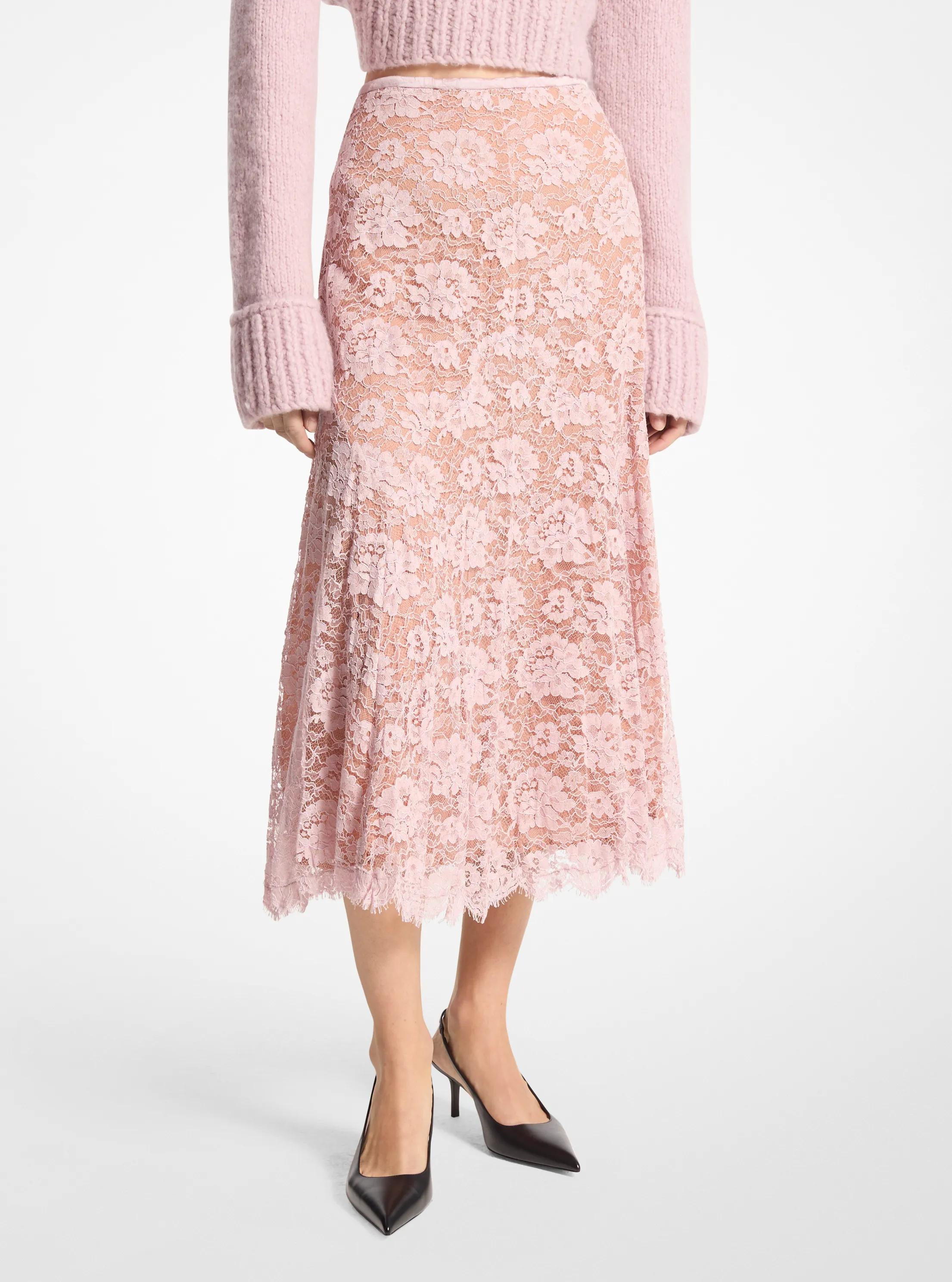 Crushed Floral Lace Skirt in BLUSH | Michael Kors